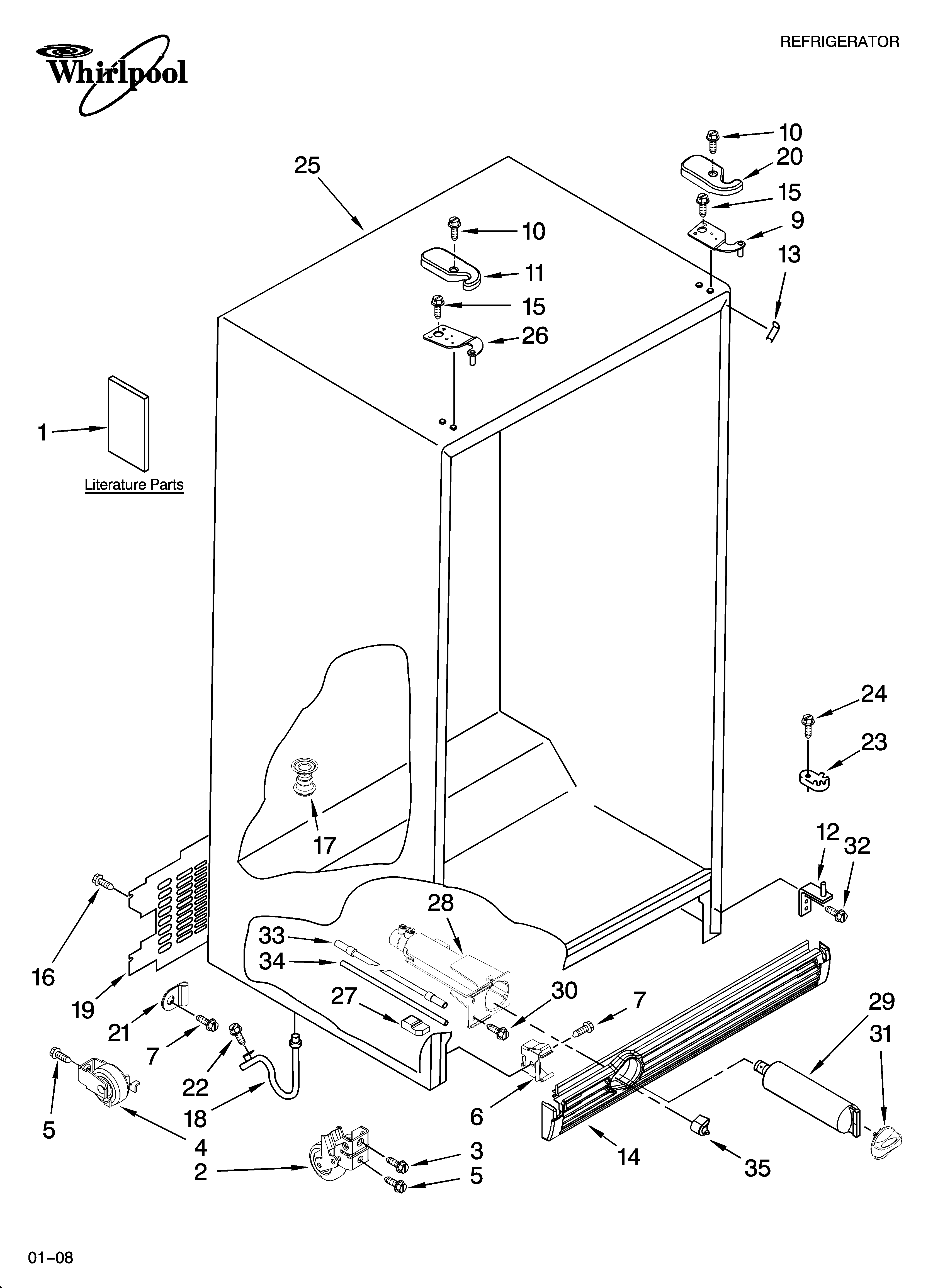 Whirlpool ED5HVEXVQ01 cabinet parts diagram
