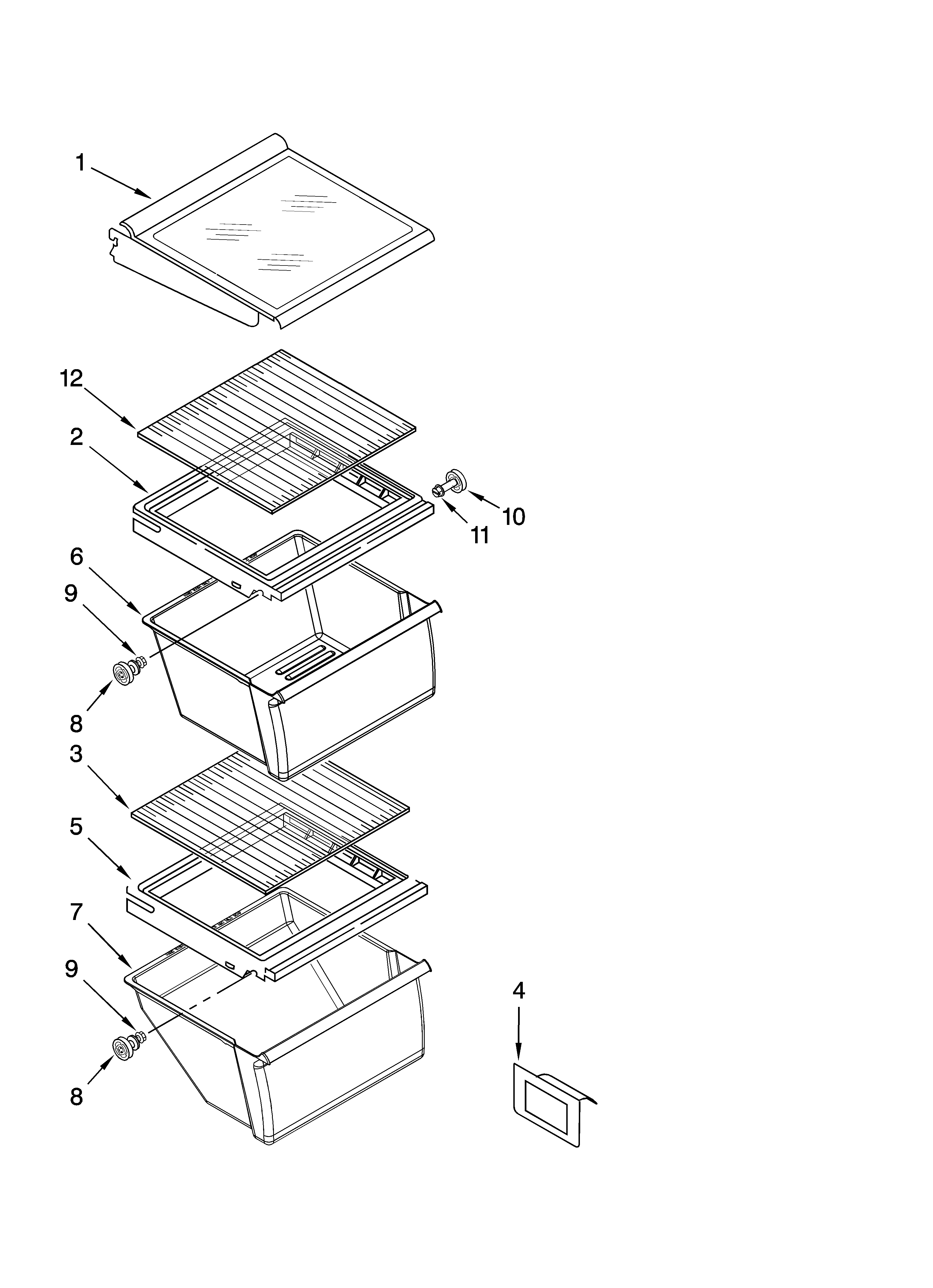 Whirlpool ED5HVEXVQ01 refrigerator shelf parts diagram