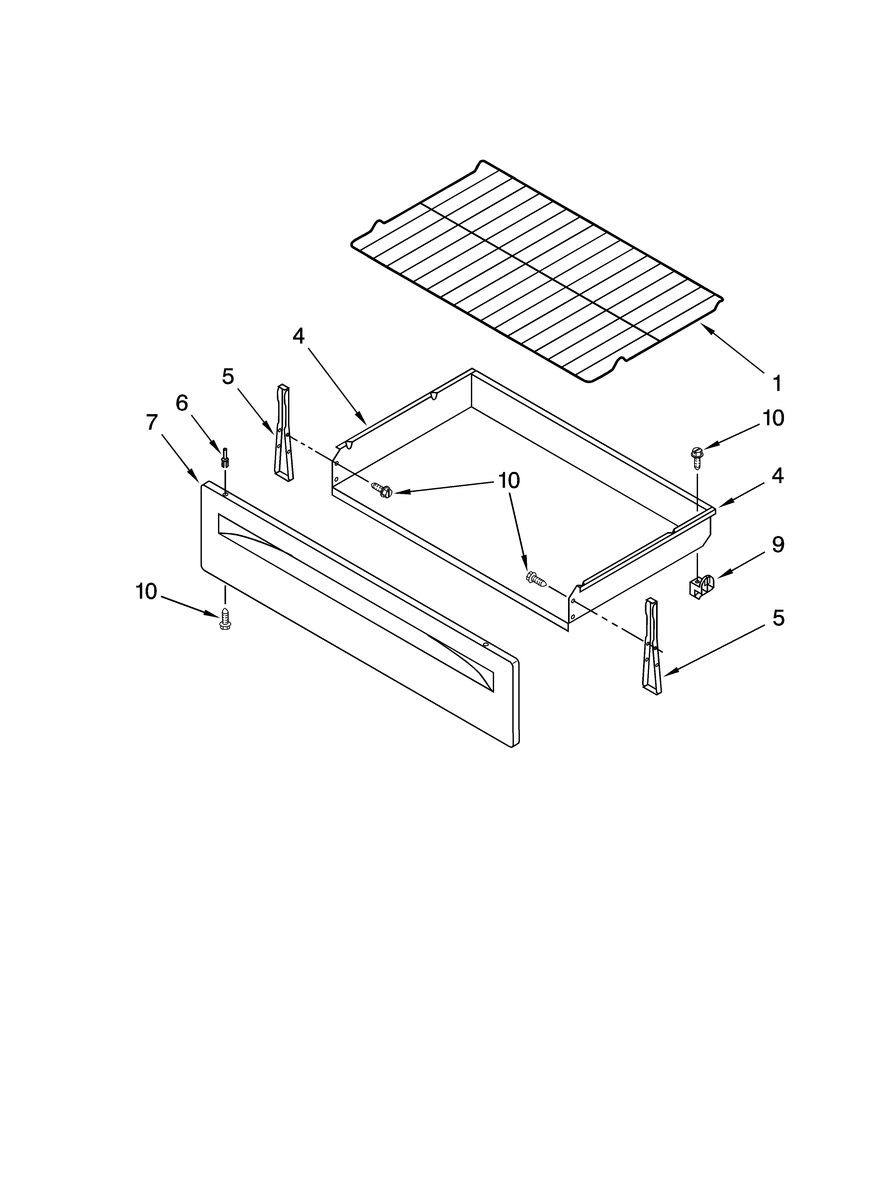 Roper FEP310KW6 drawer & broiler parts diagram