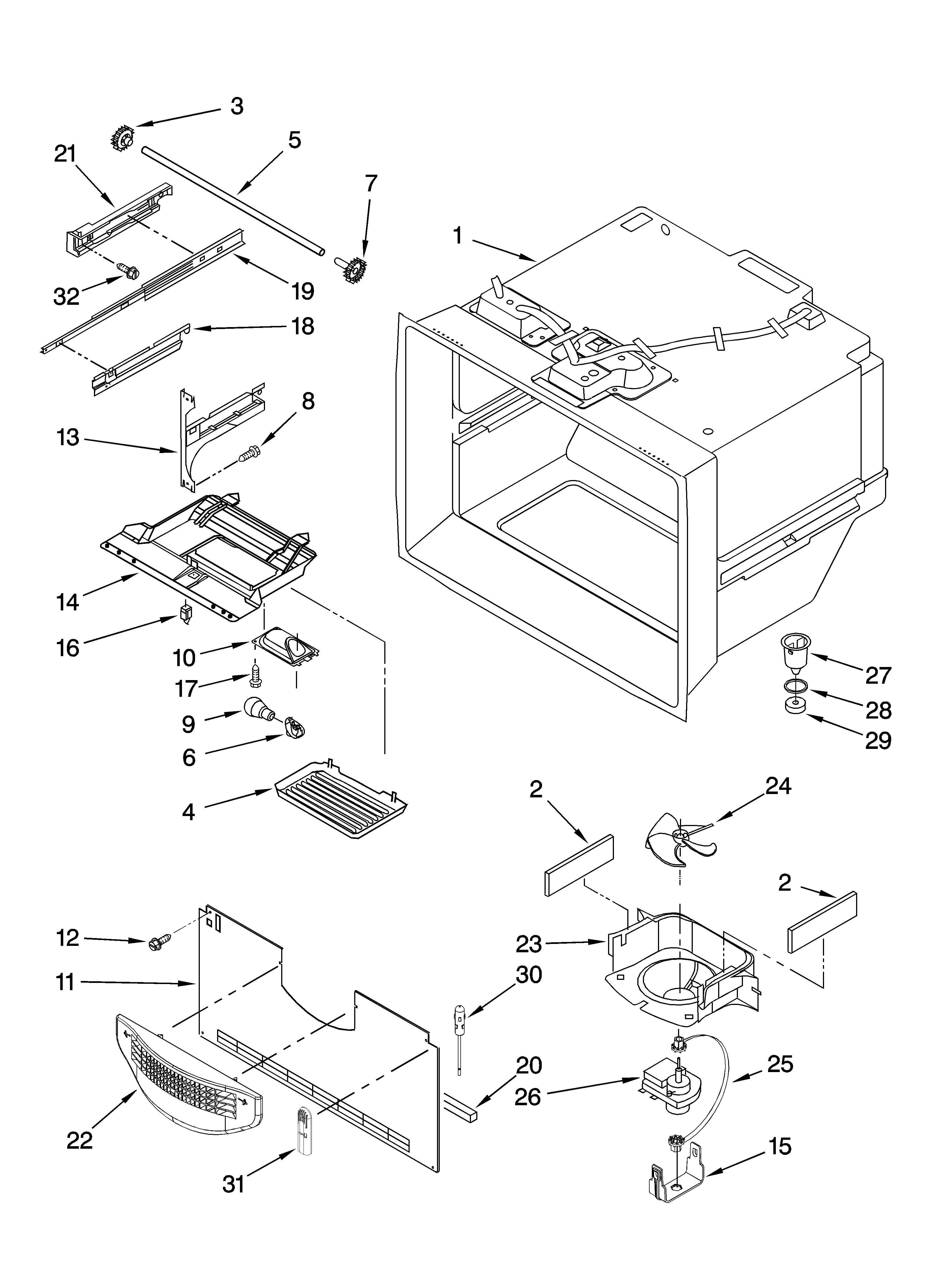 Whirlpool GB2SHDXTB11 freezer liner parts diagram