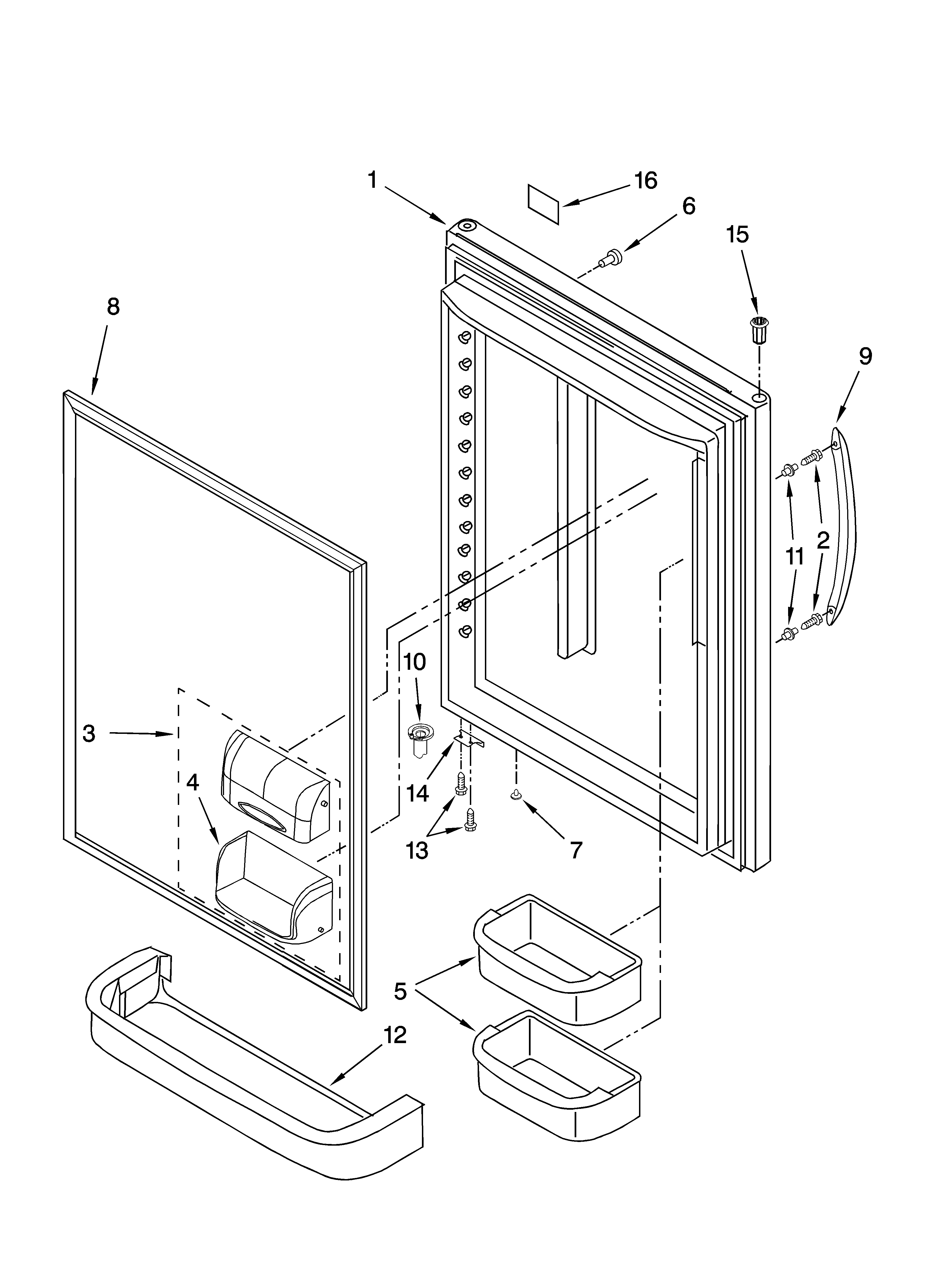 Whirlpool GB2SHDXTB11 refrigerator door parts diagram