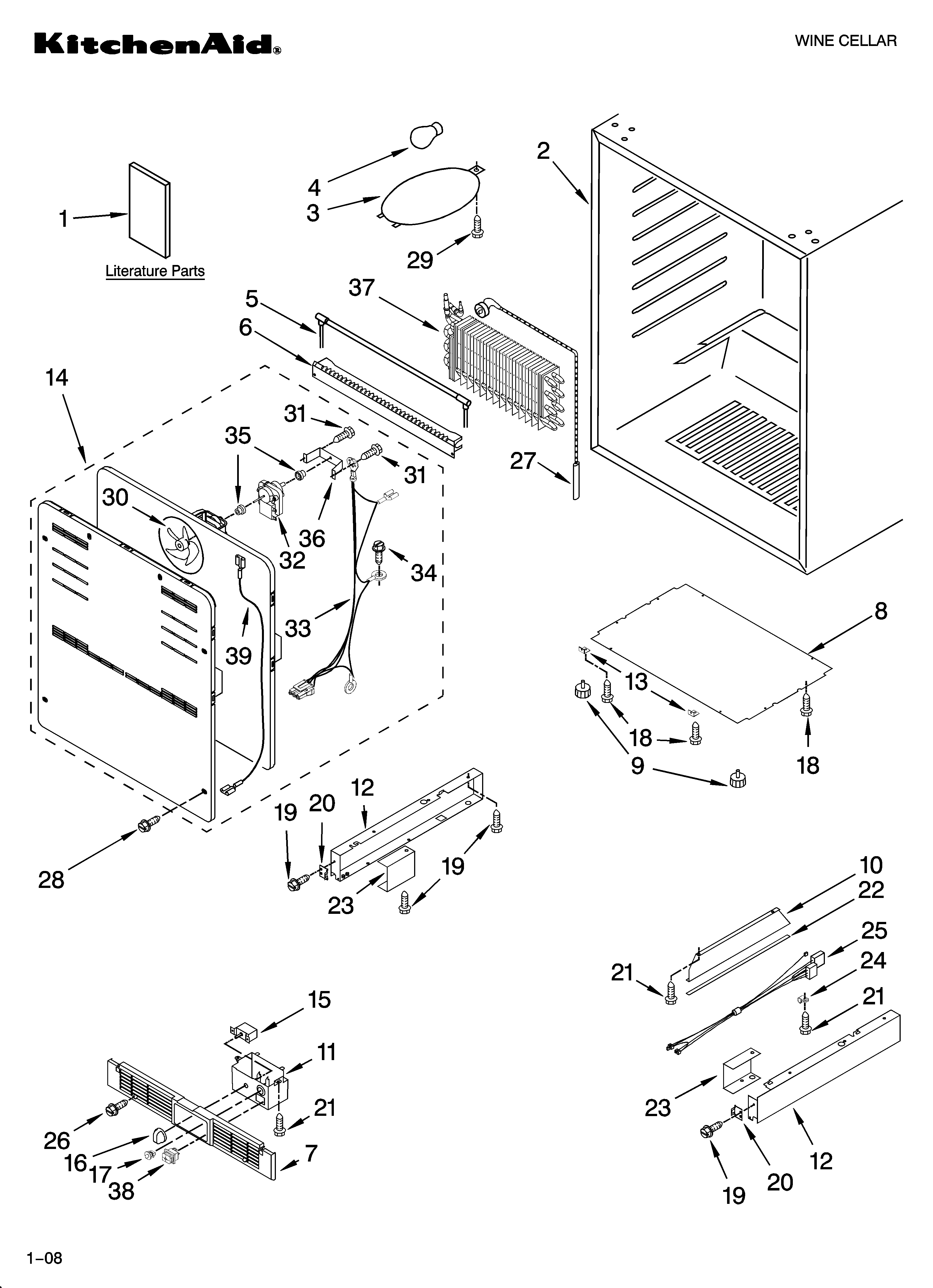 KitchenAid KUWS24RSSS01 cabinet parts diagram