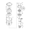 Whirlpool WTW6600SG3 motor, basket and tub parts diagram
