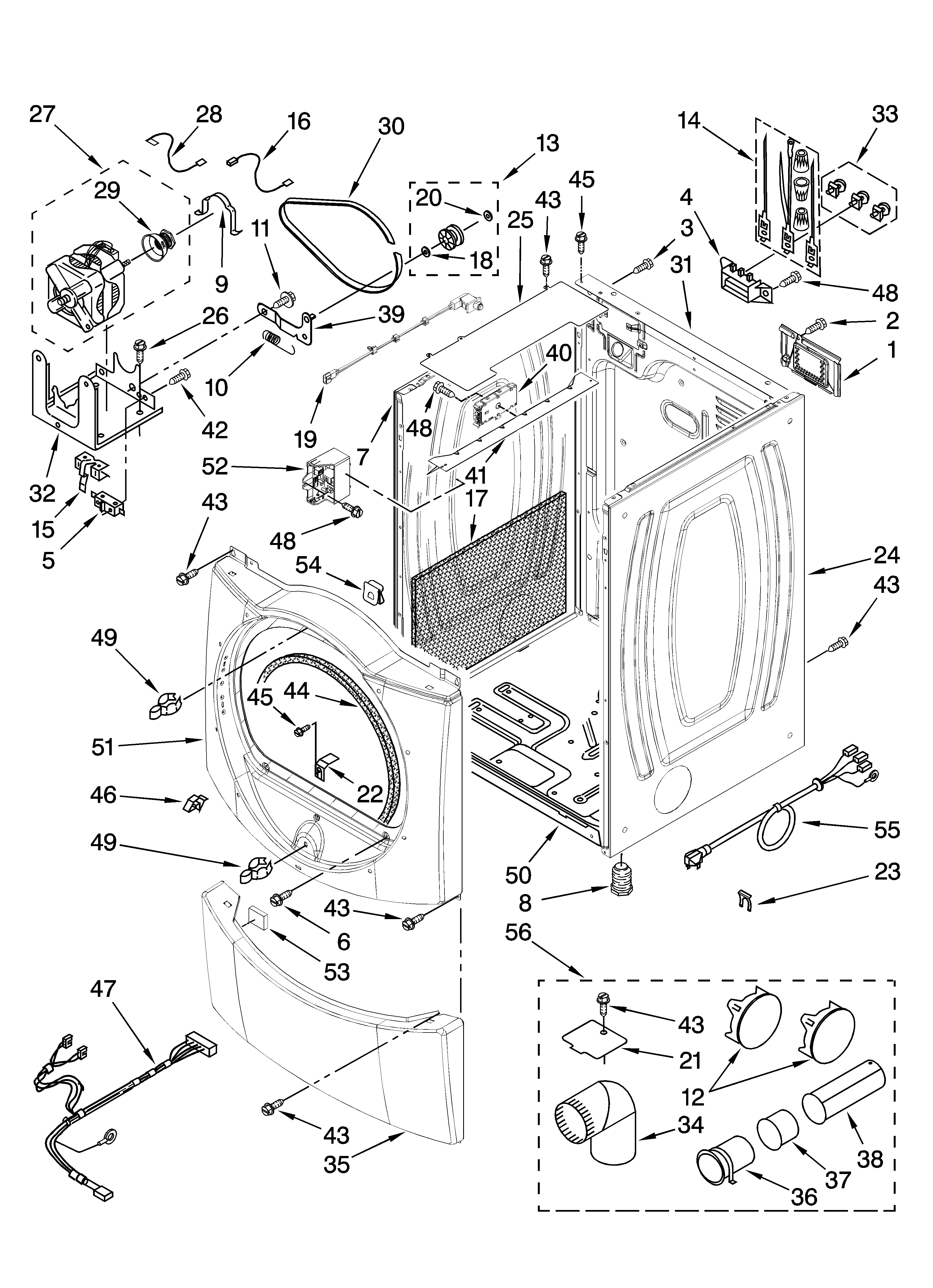 Whirlpool YWED9600TU0 cabinet parts diagram