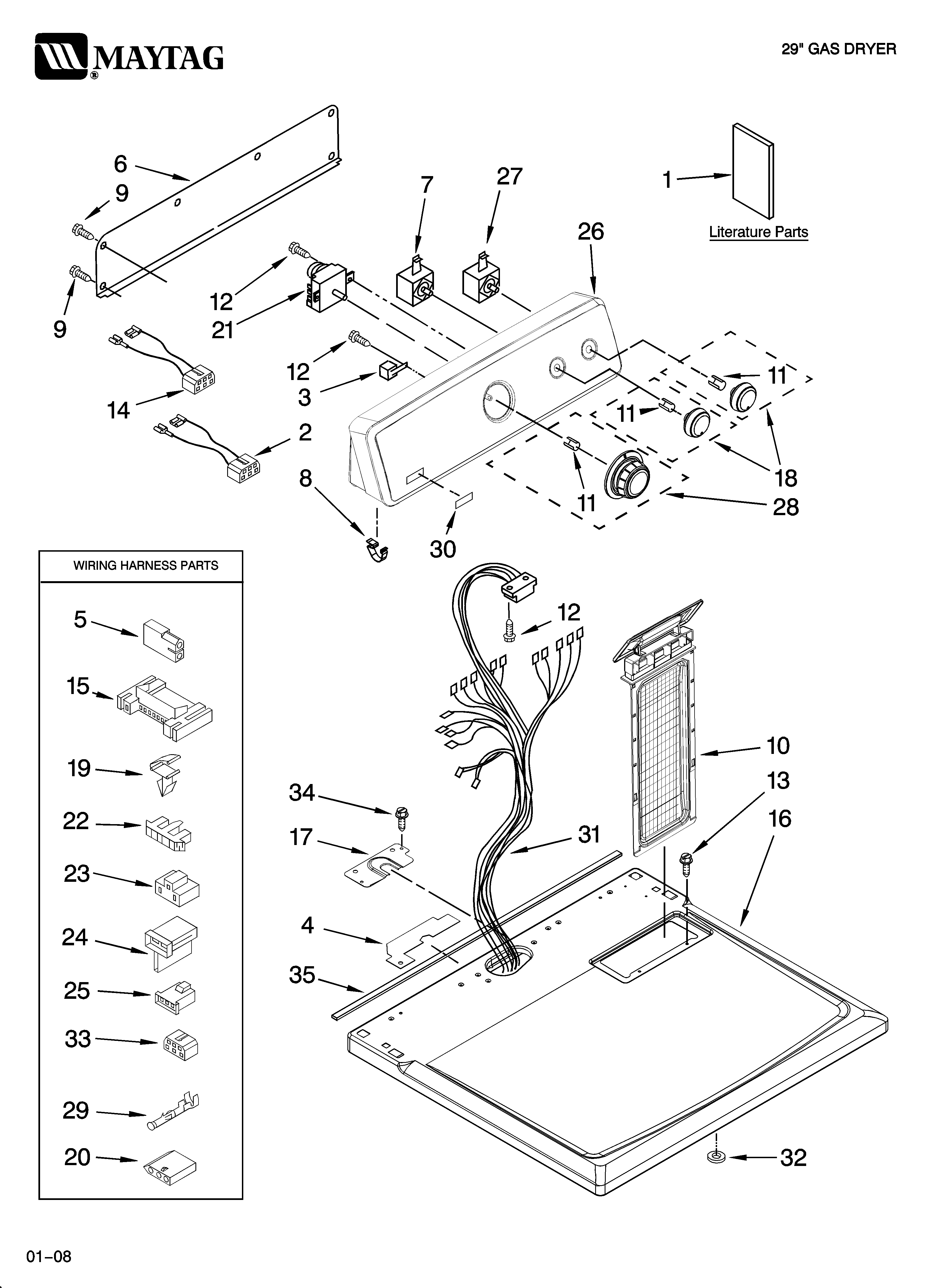Maytag MGD5621TQ0 top and console parts diagram