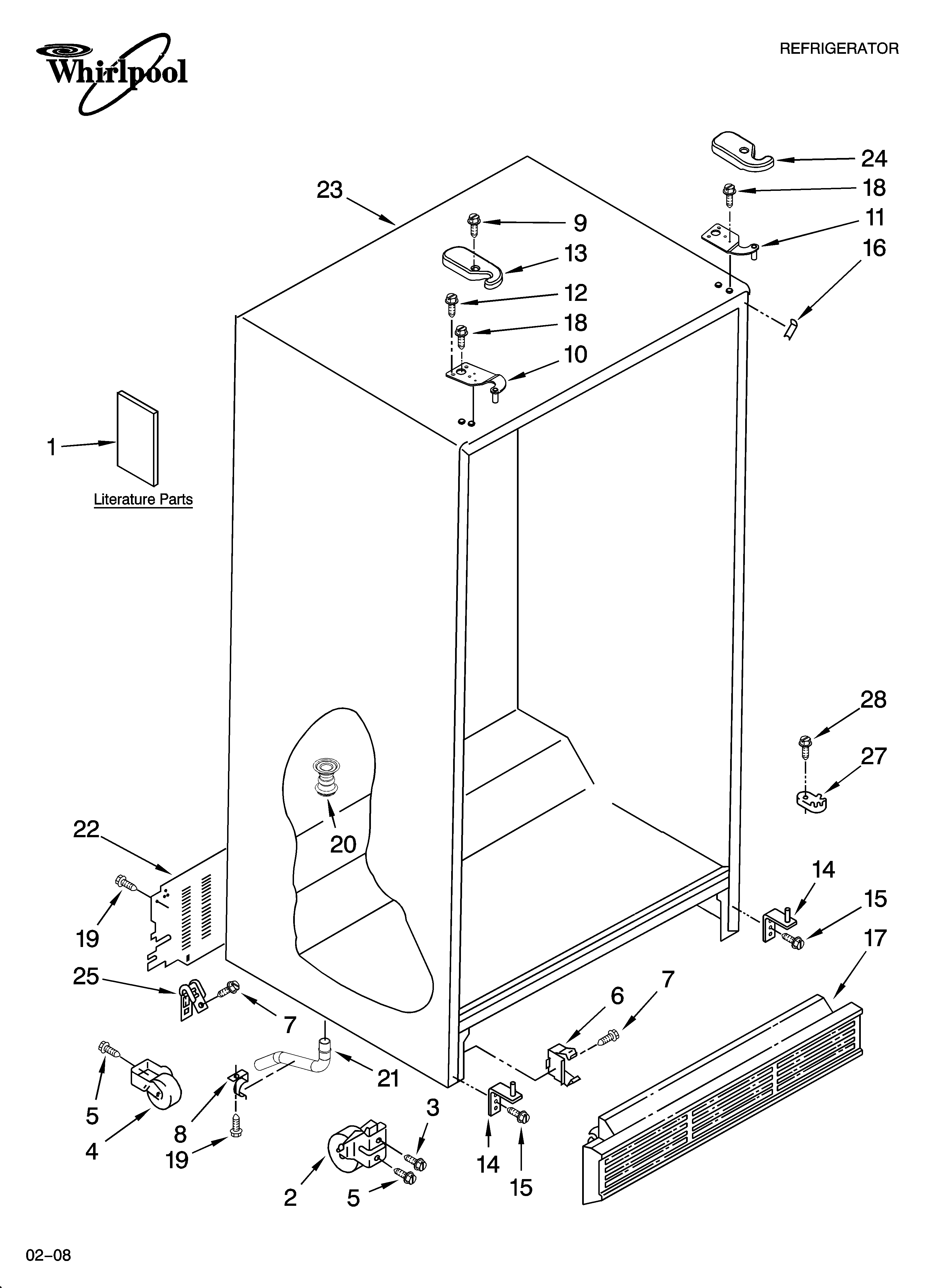 Whirlpool ED5CHQXKT07 cabinet parts diagram