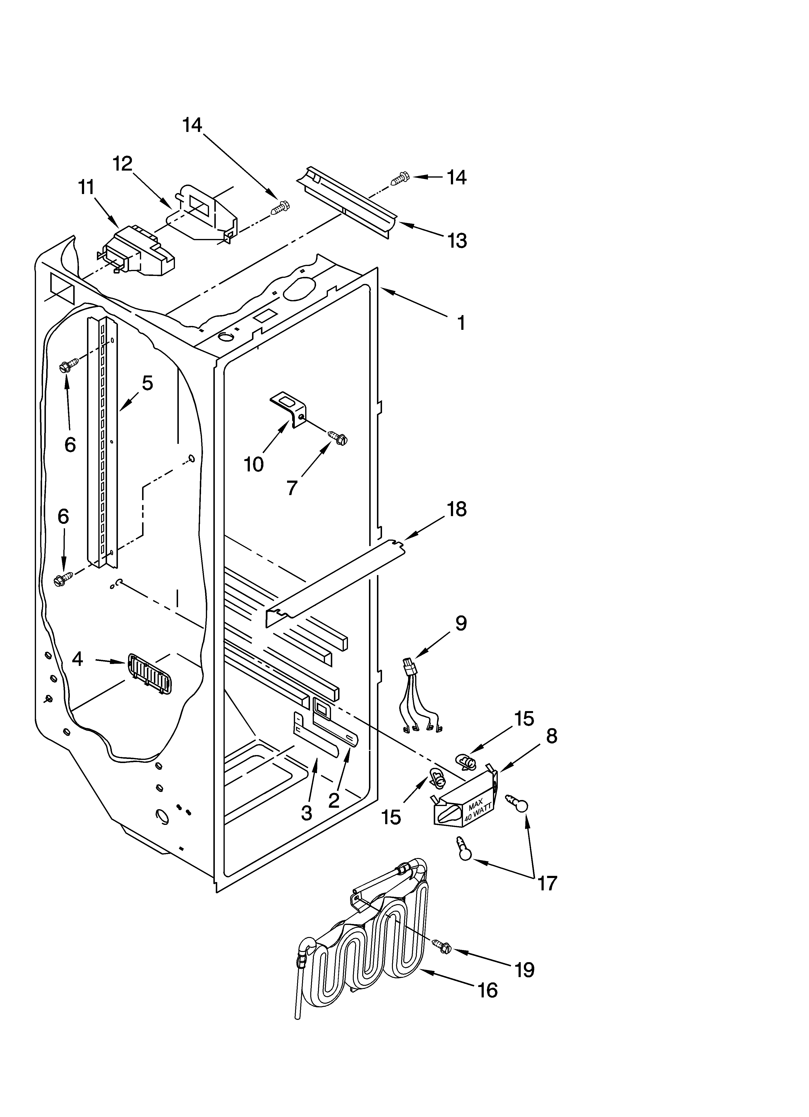 Whirlpool ED5CHQXKT07 refrigerator liner parts diagram