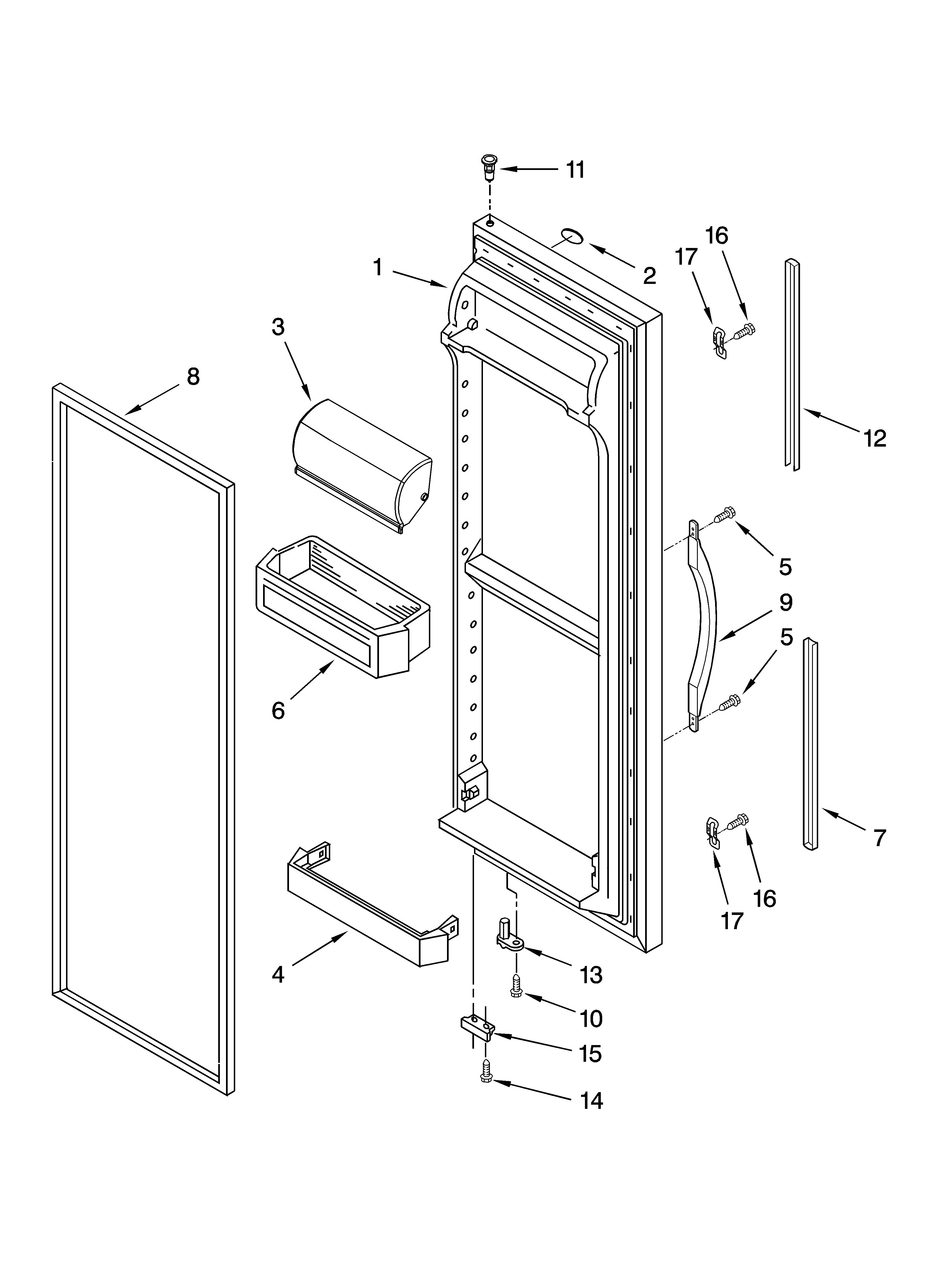 Whirlpool ED5CHQXKT07 refrigerator door parts diagram