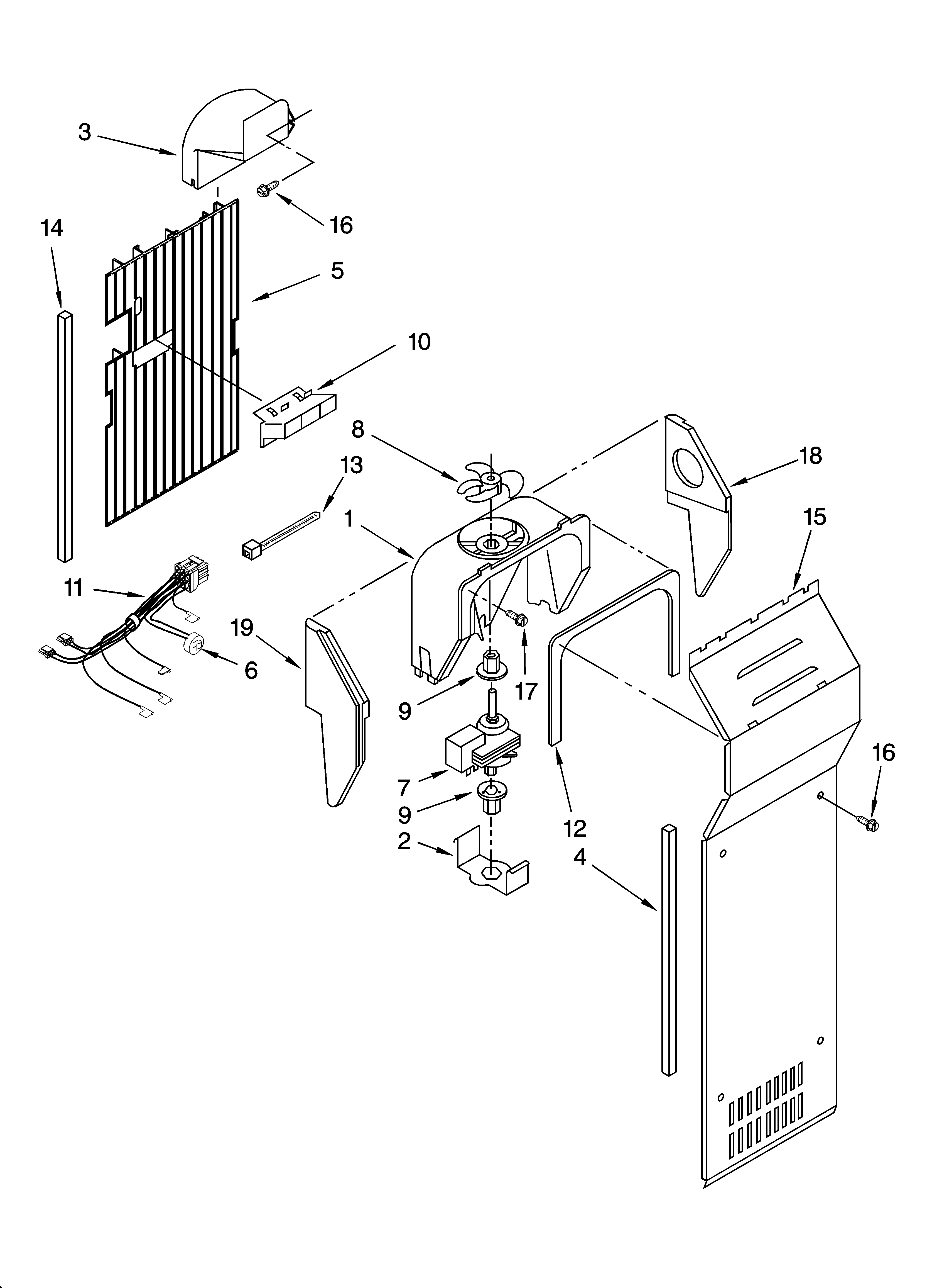 Whirlpool ED5CHQXKT07 air flow parts diagram