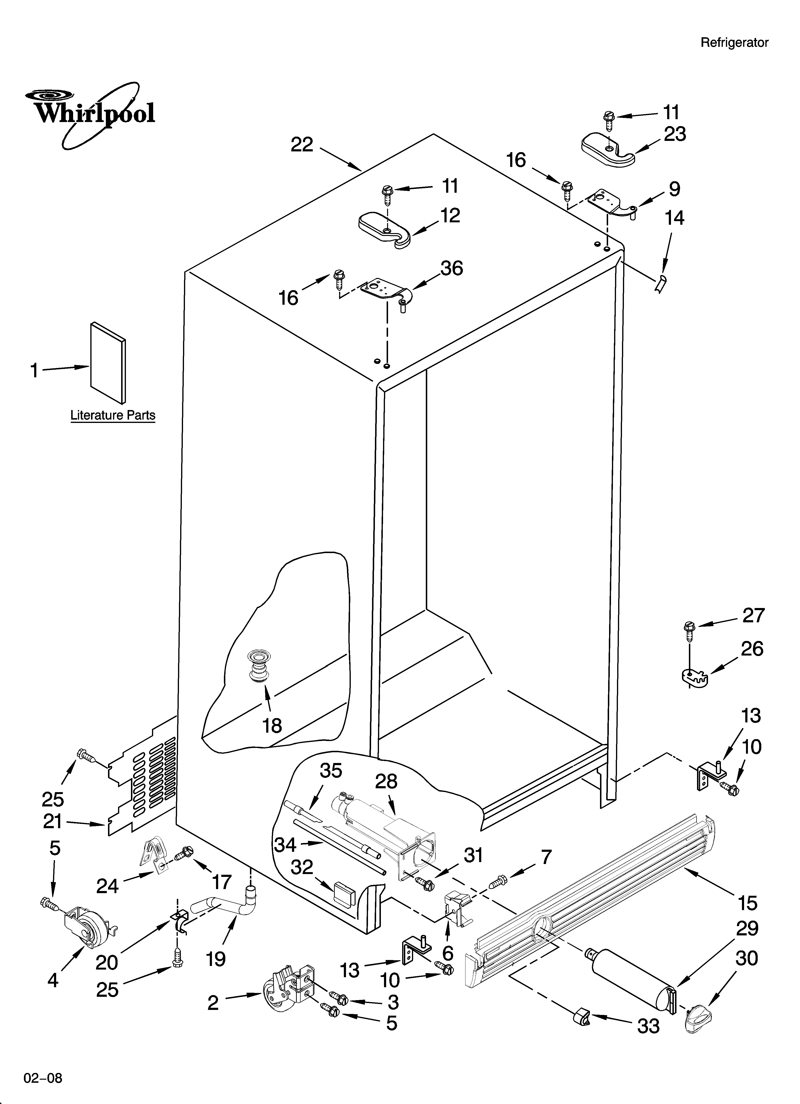 Whirlpool ED5FHAXSL03 cabinet parts diagram