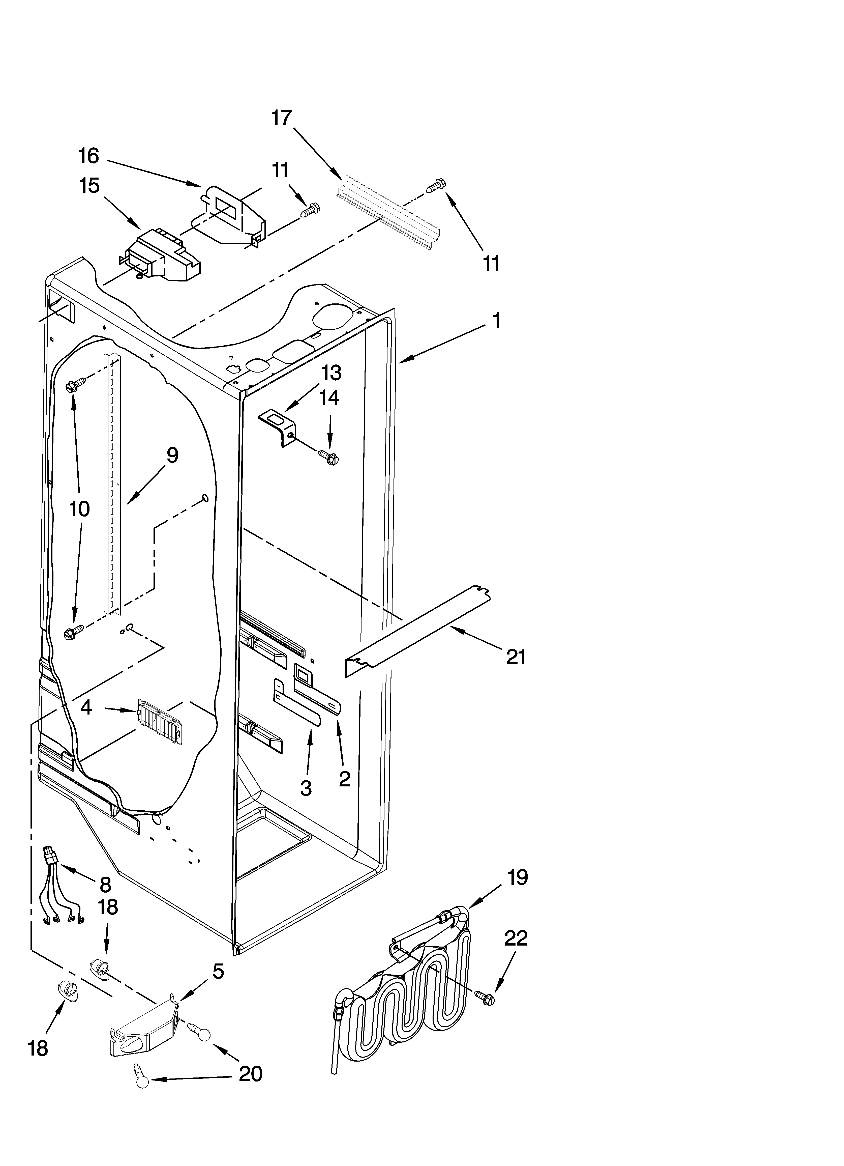 Whirlpool ED5FHAXSL03 refrigerator liner parts diagram