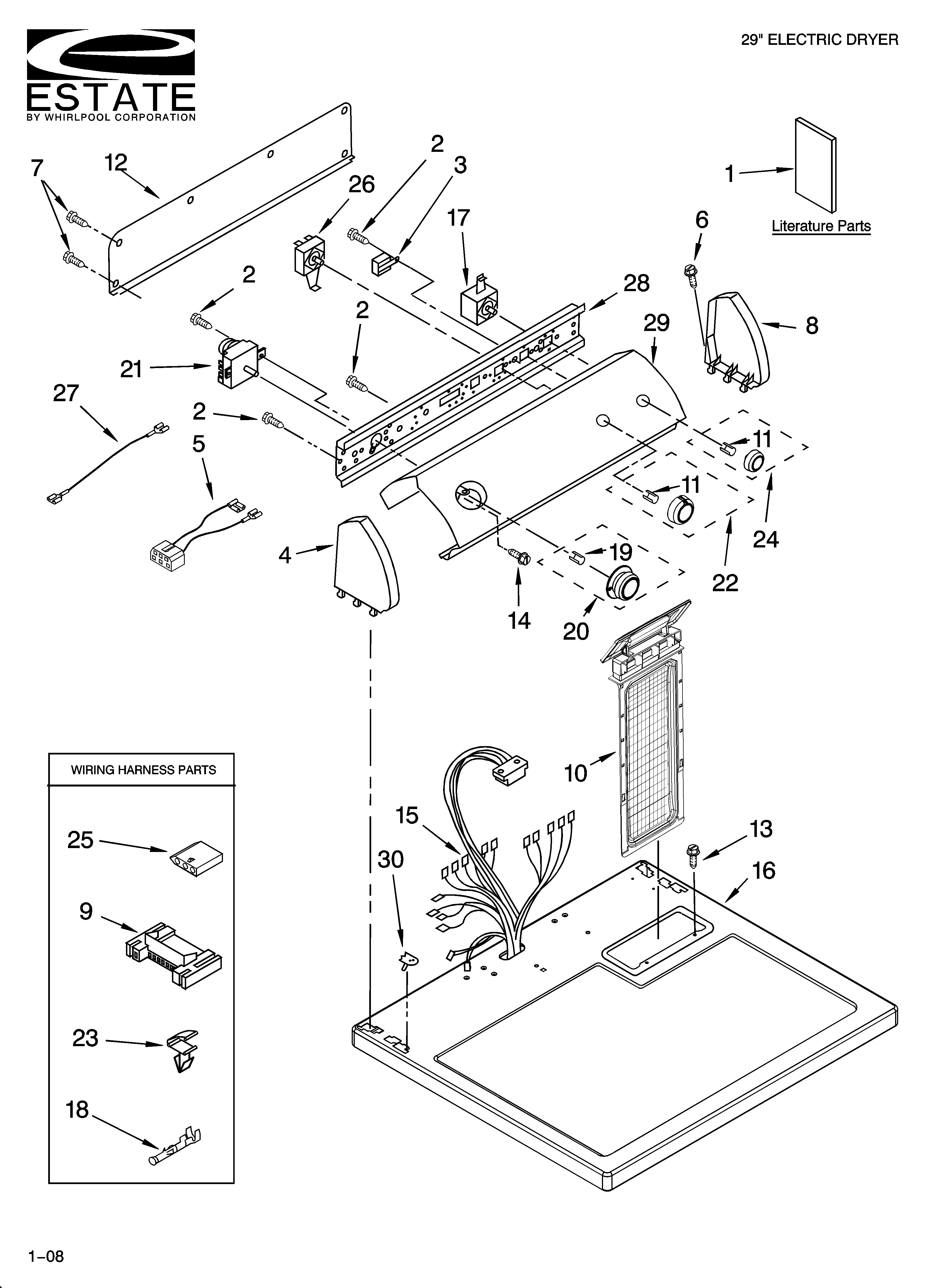 Estate EED4400VQ0 top and console parts diagram