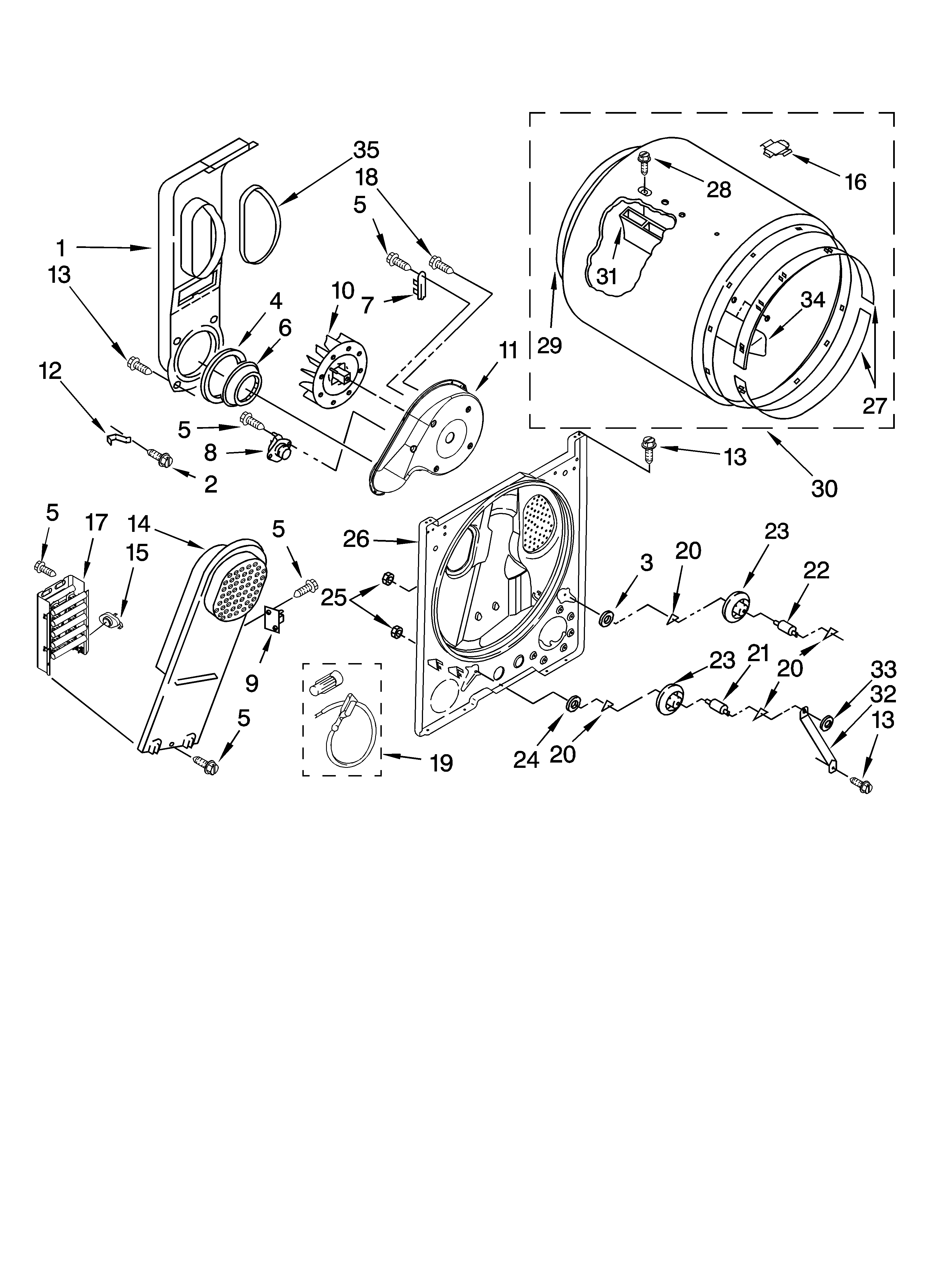 Estate EED4400VQ0 bulkhead parts, optional parts (not included) diagram