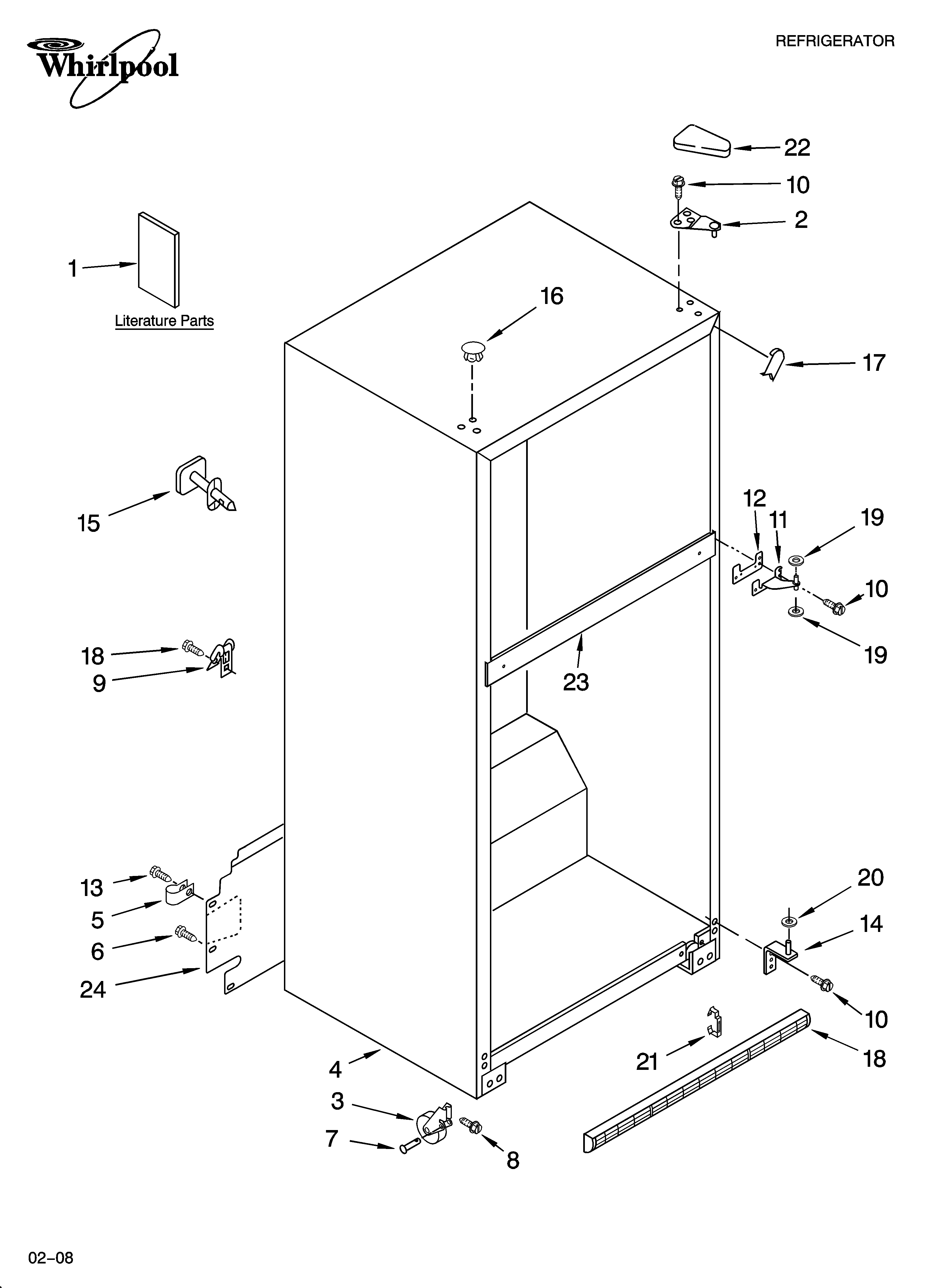 Whirlpool ET1CHEXVQ00 cabinet parts diagram