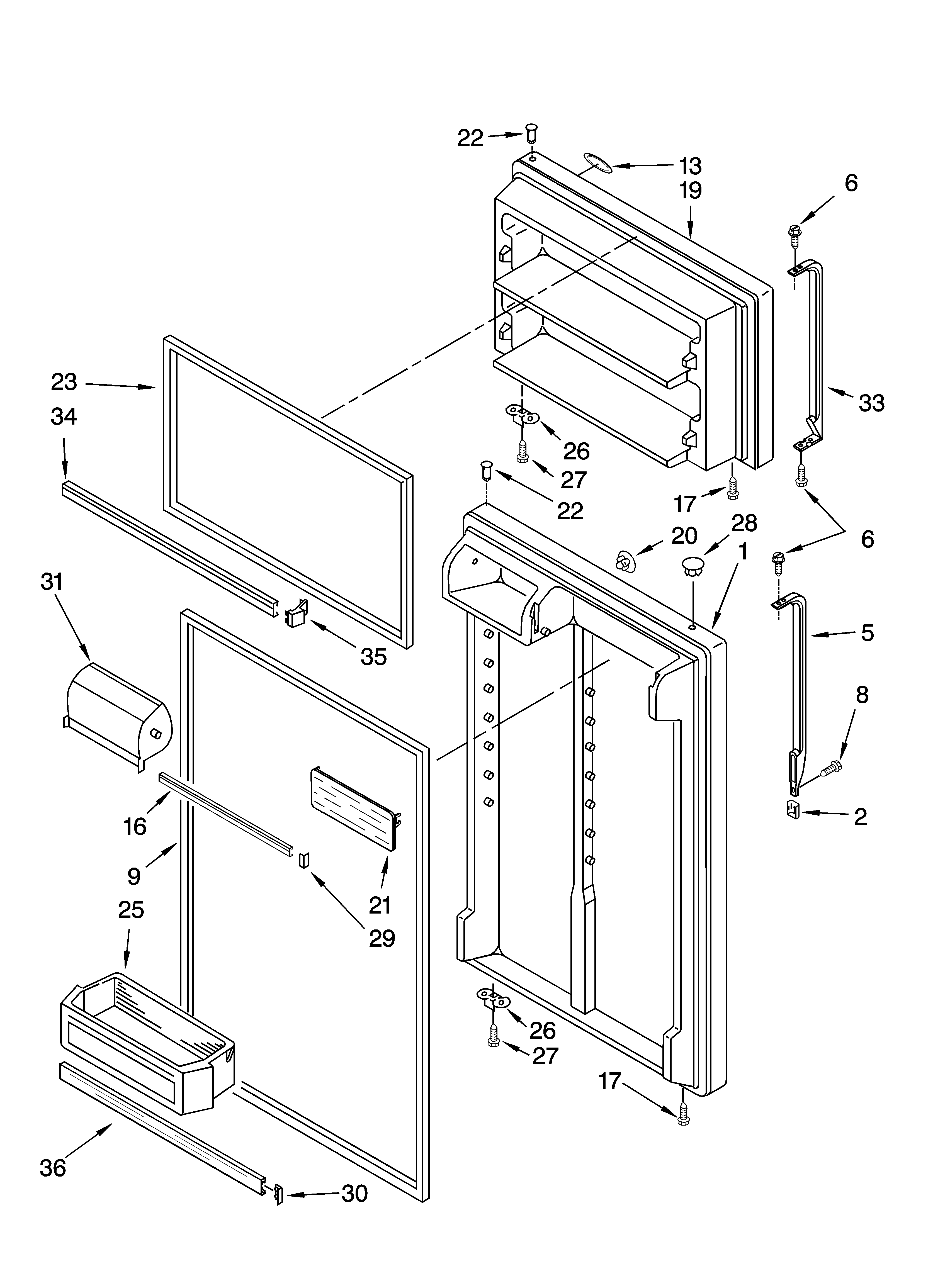 Whirlpool ET1CHEXVQ00 door parts diagram