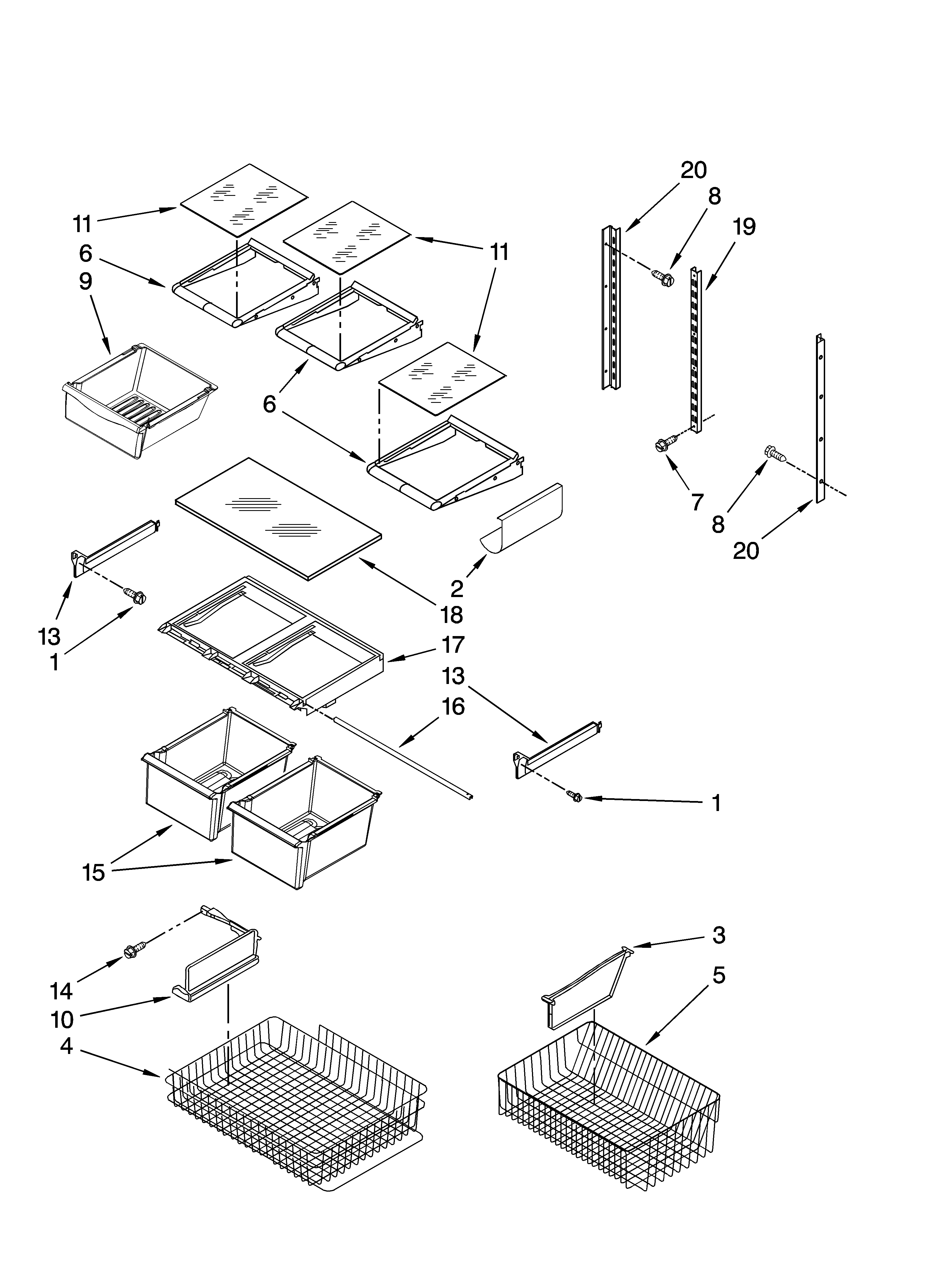 Whirlpool GB2SHDXPB12 shelf parts diagram