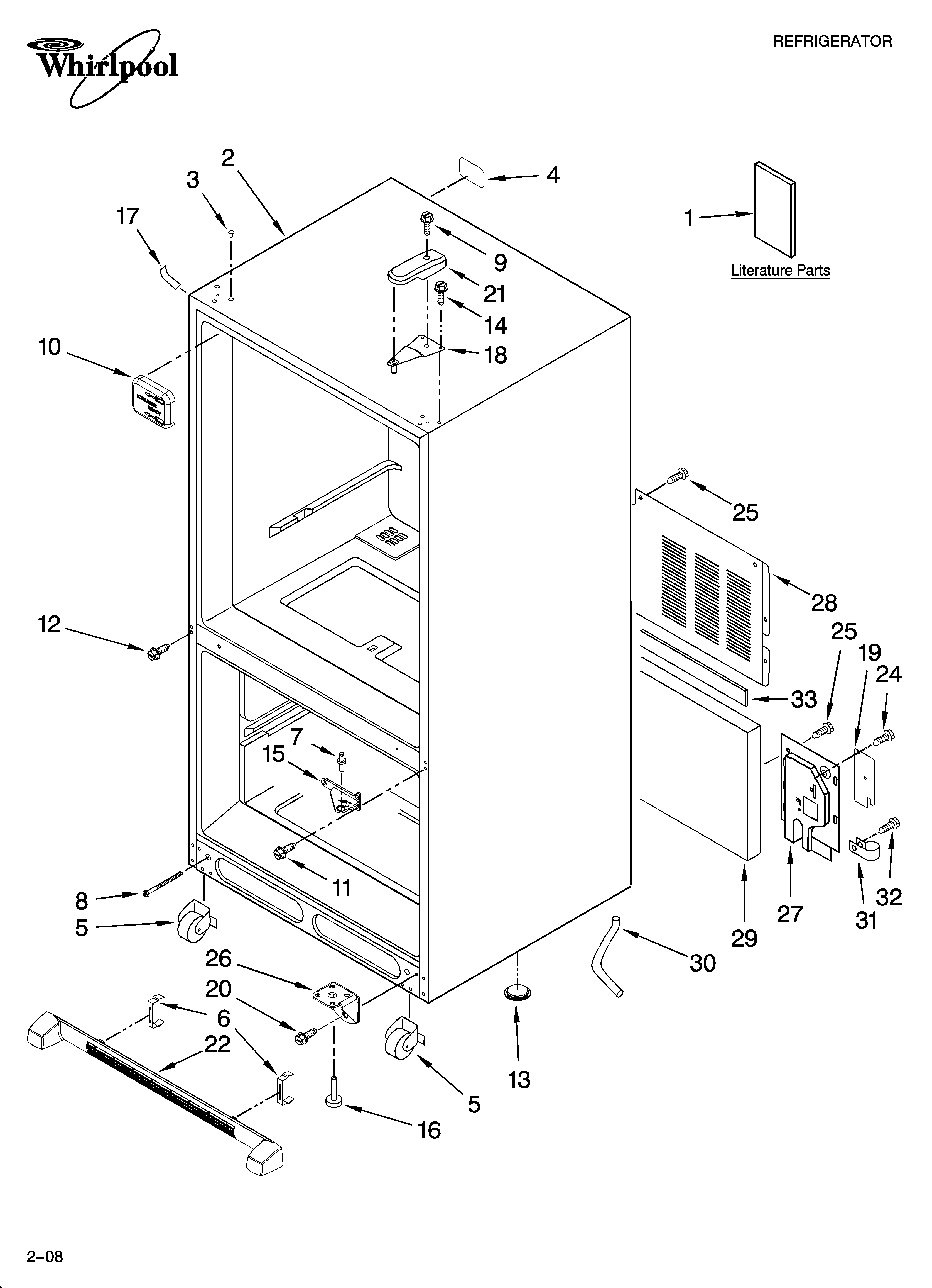 Whirlpool GB9SHDXPB12 cabinet parts diagram