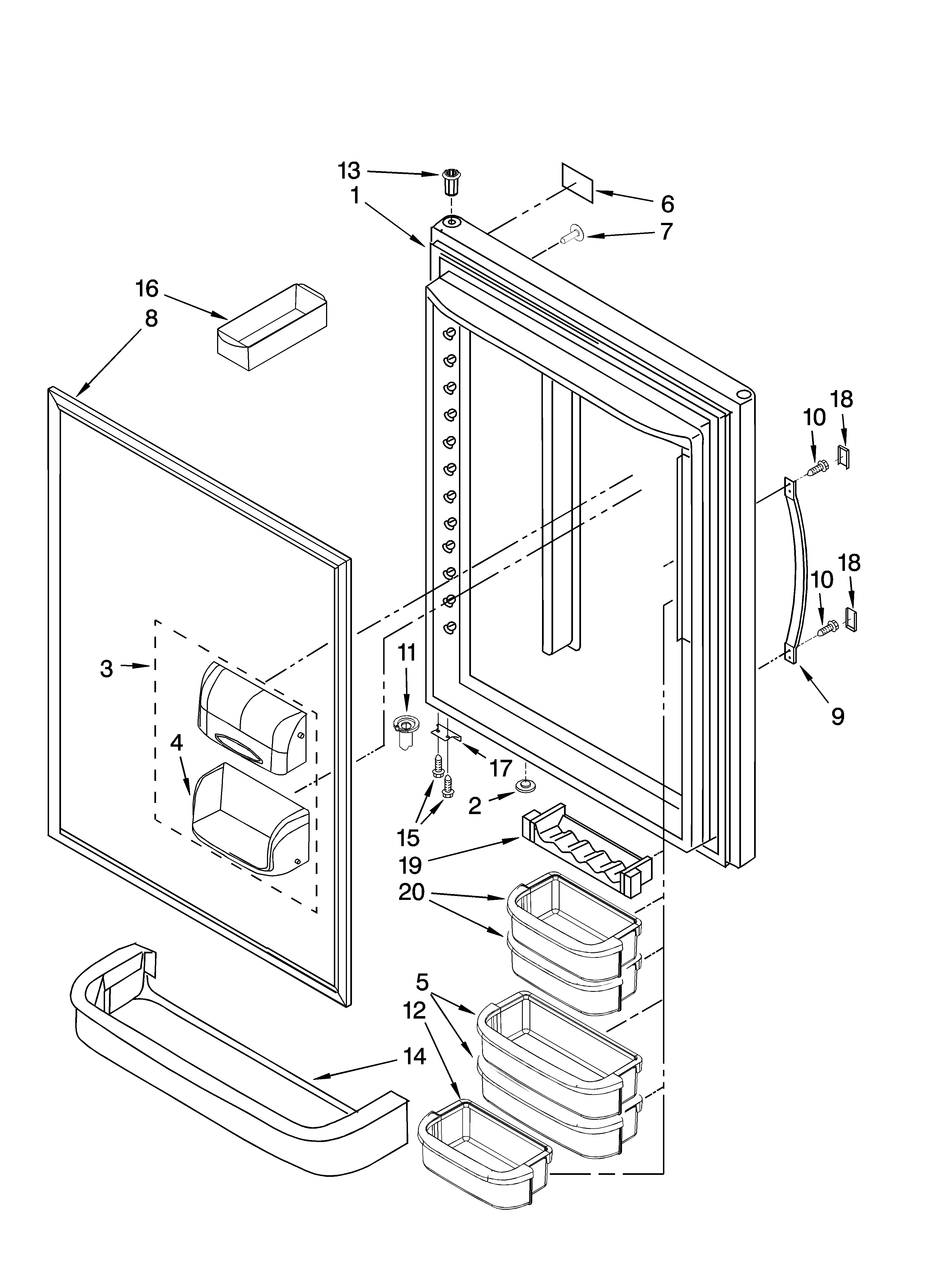Whirlpool GB9SHDXPB12 refrigerator door parts diagram
