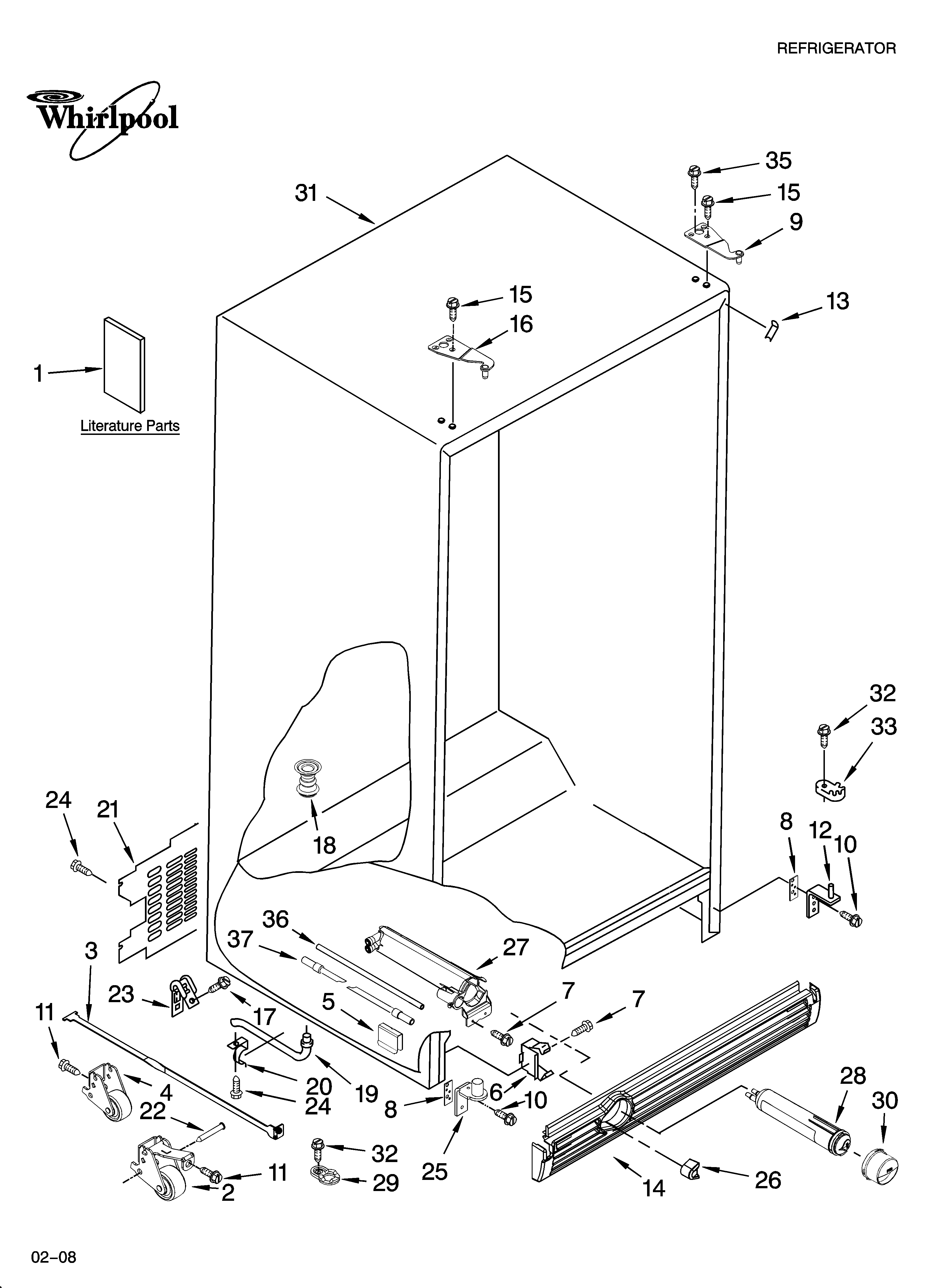 Whirlpool GC3NHAXVB00 cabinet parts diagram