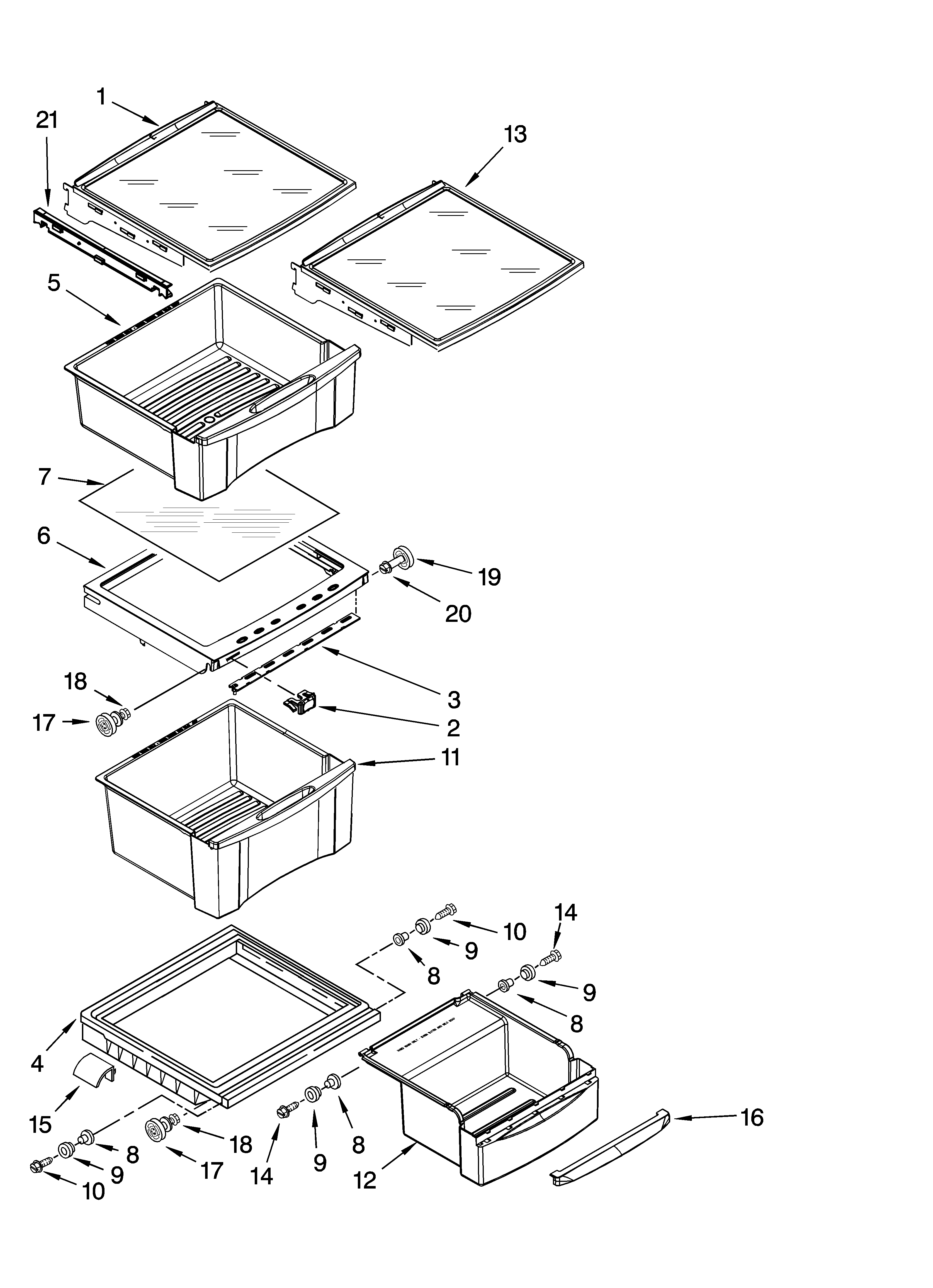 Whirlpool GC3NHAXVB00 refrigerator shelf parts diagram
