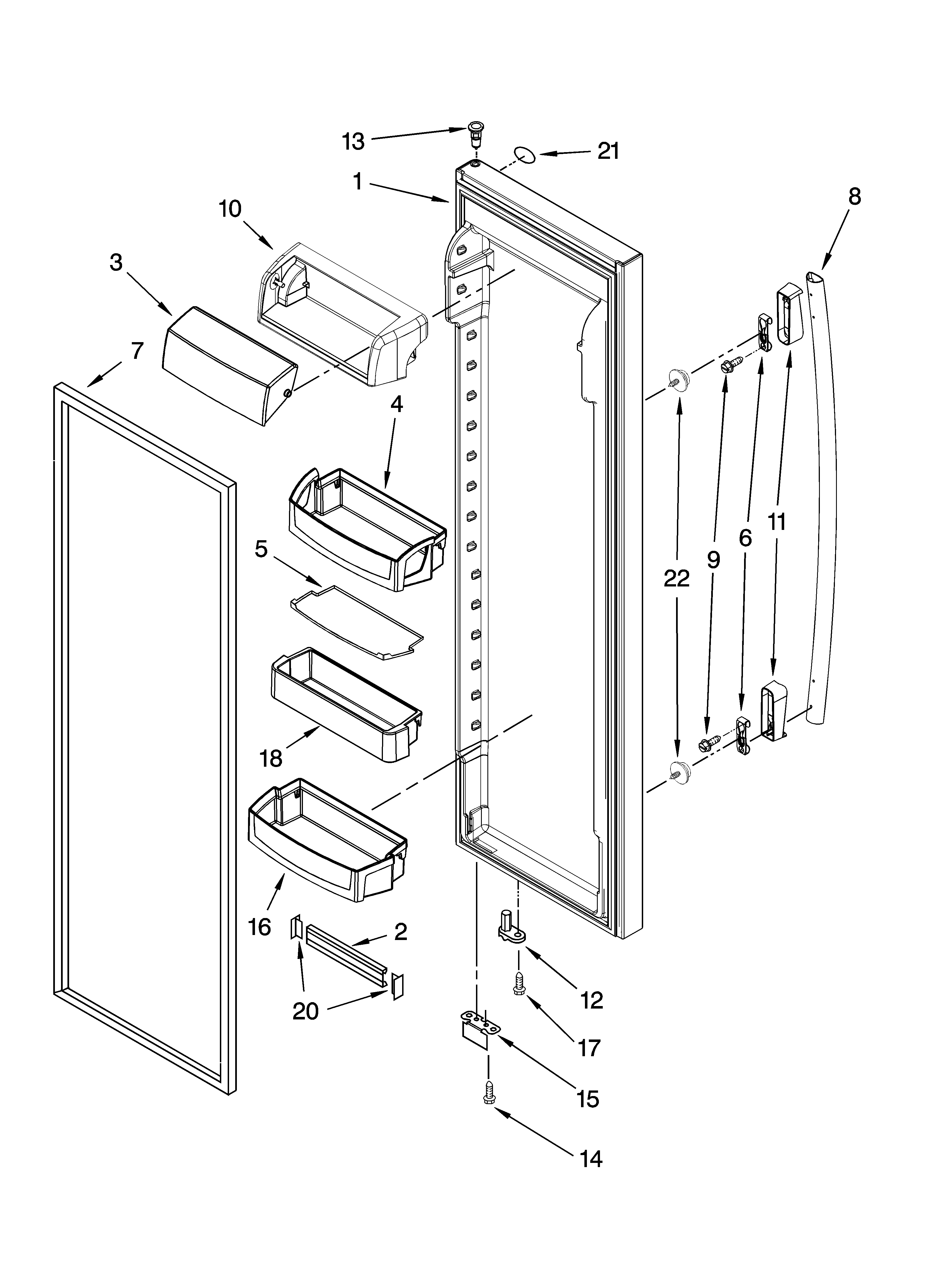Whirlpool GC3NHAXVB00 refrigerator door parts diagram