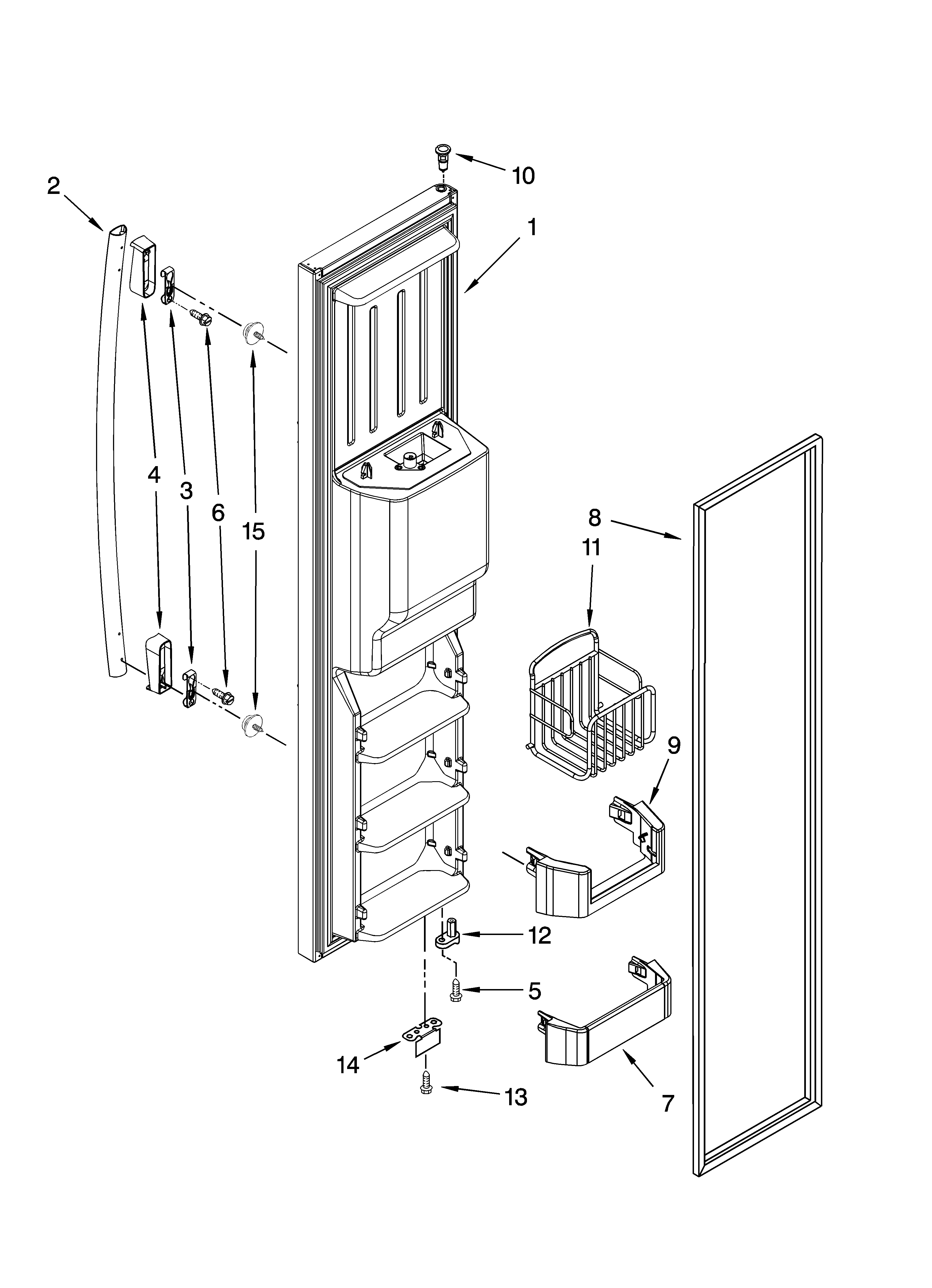 Whirlpool GC3NHAXVB00 freezer door parts diagram