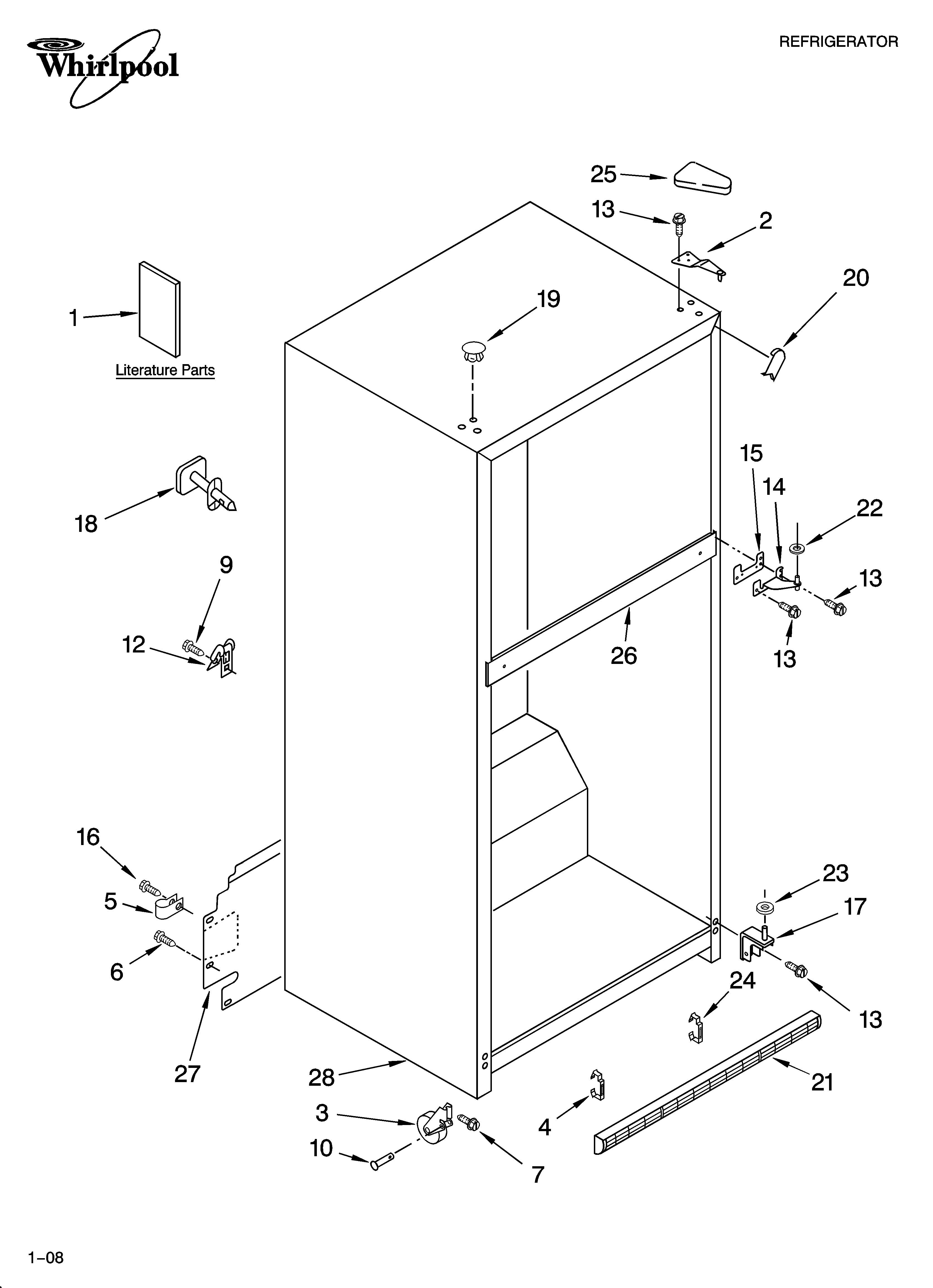 Whirlpool GR9FHMXVB00 cabinet parts diagram