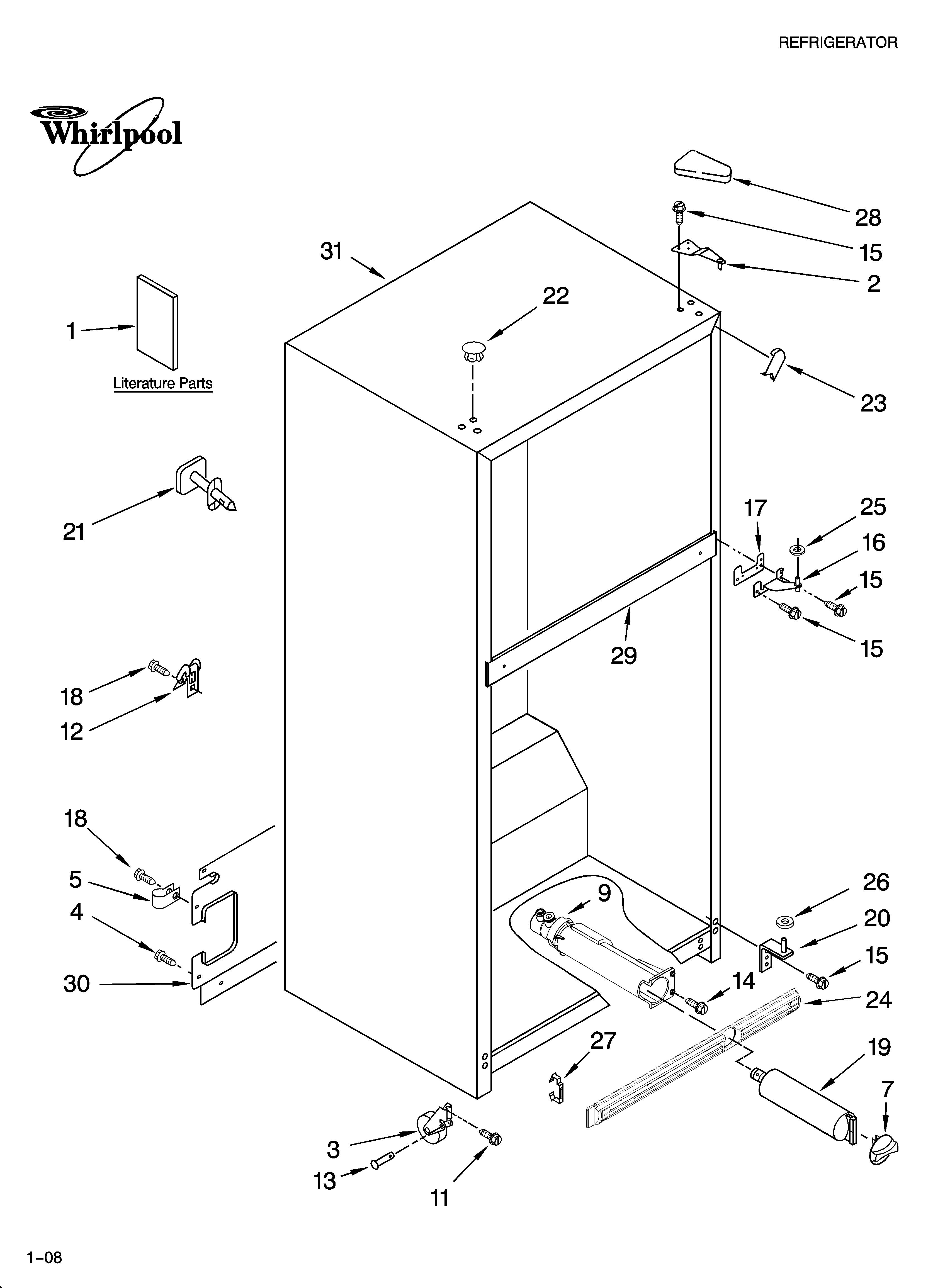 Whirlpool GR9FHTXVB00 cabinet parts diagram