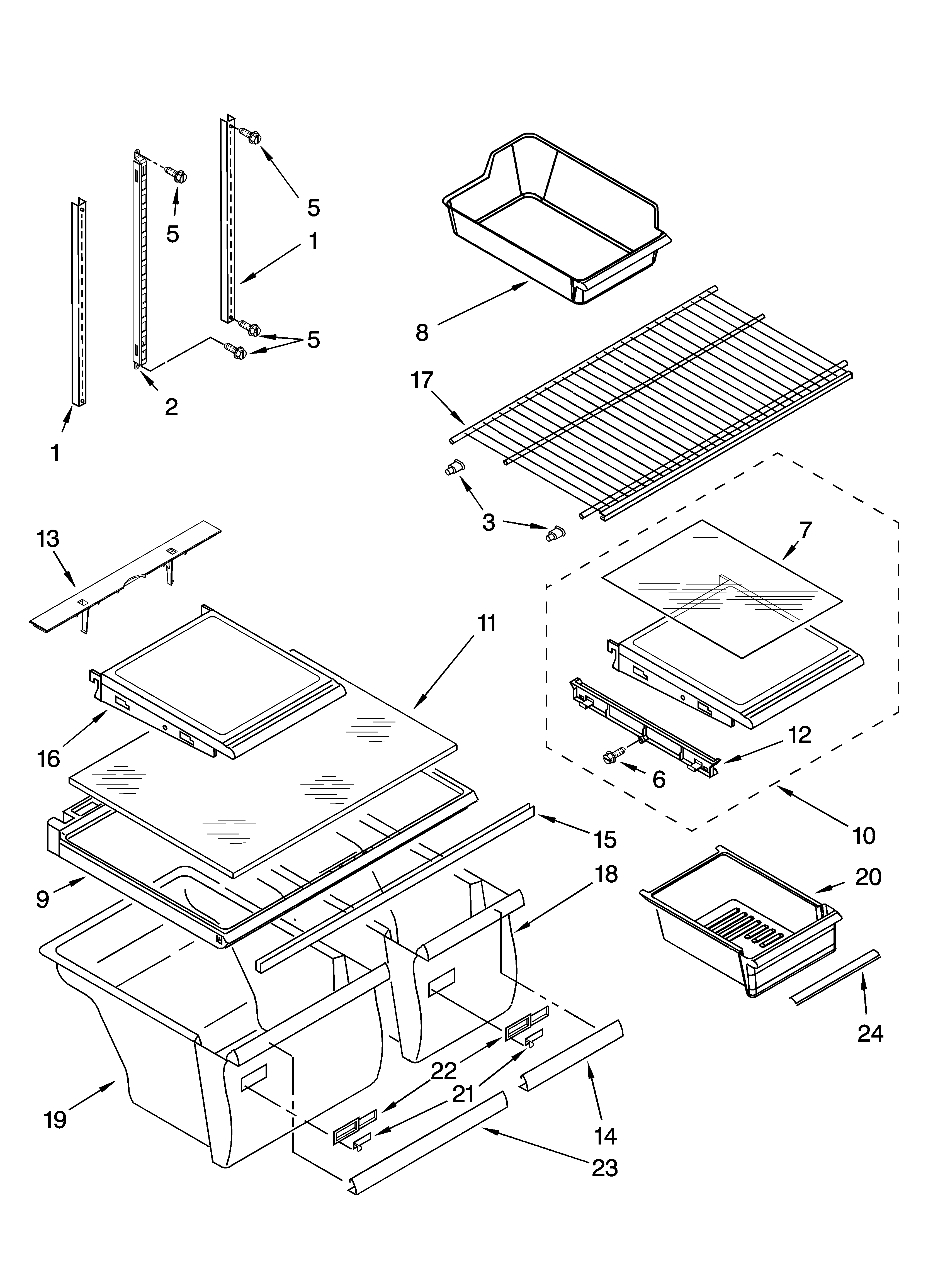 Whirlpool GR9FHTXVB00 shelf parts diagram