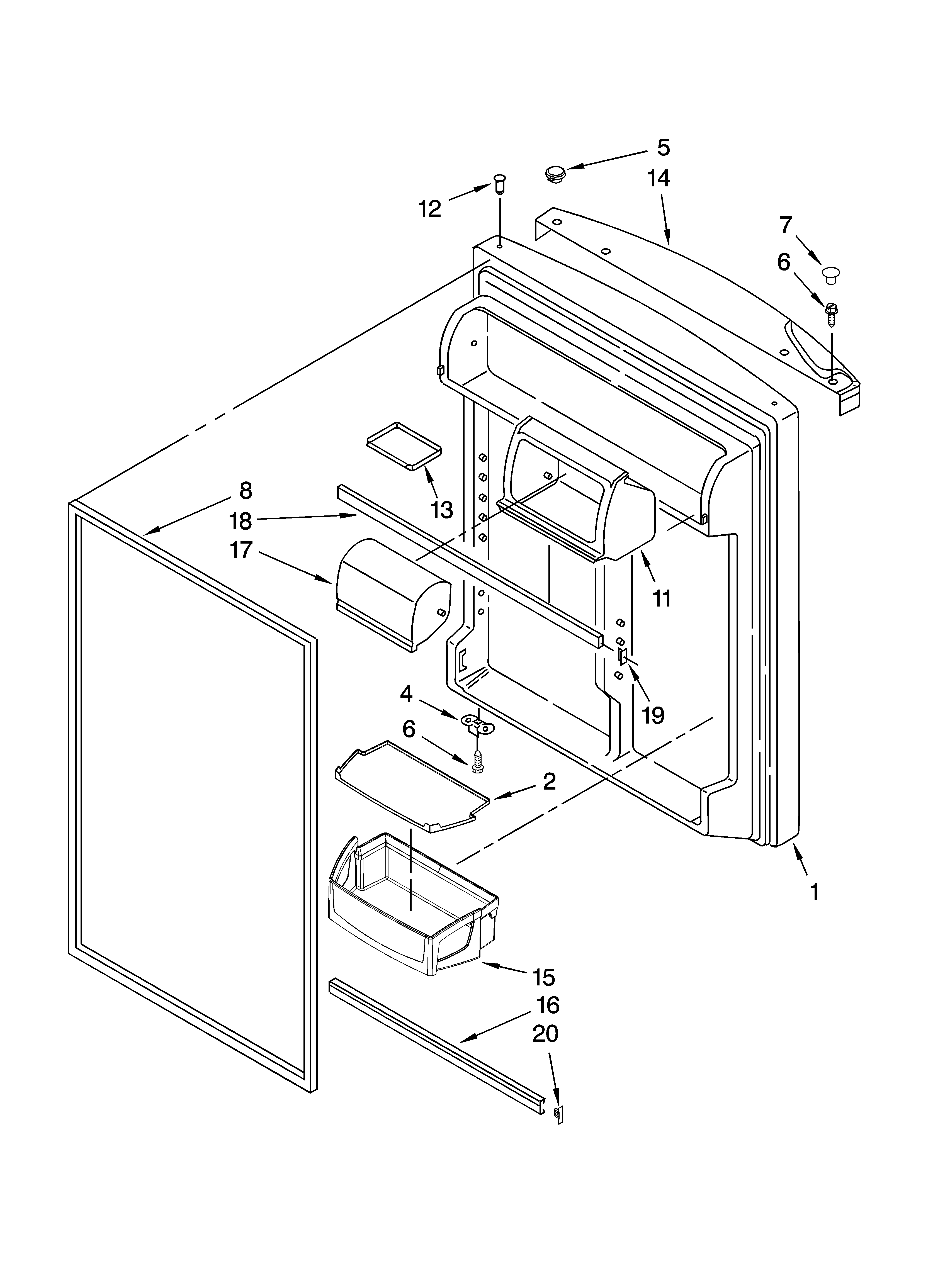 Whirlpool GR9FHTXVB00 refrigerator door parts diagram