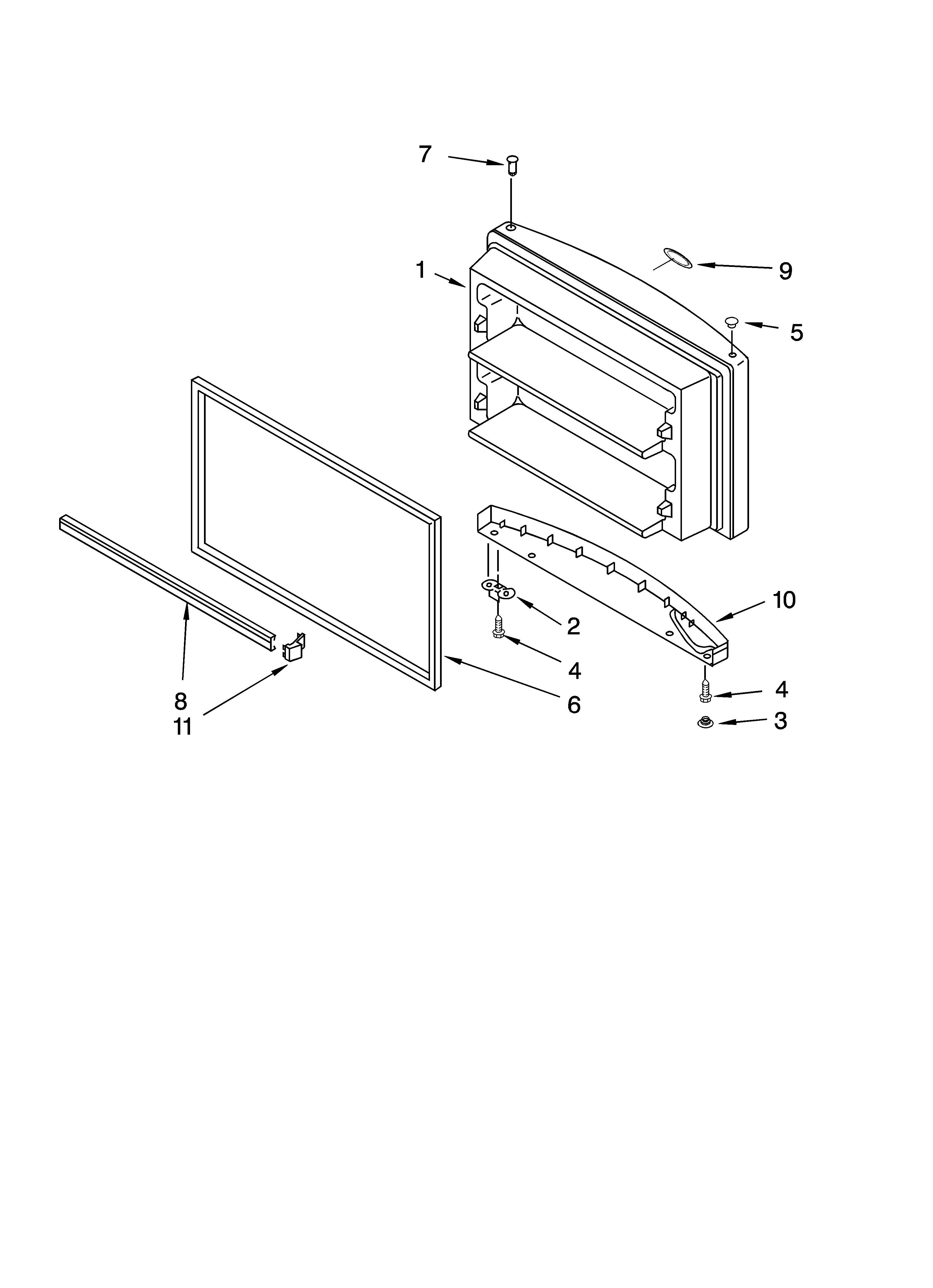 Whirlpool GR9FHTXVB00 freezer door parts diagram