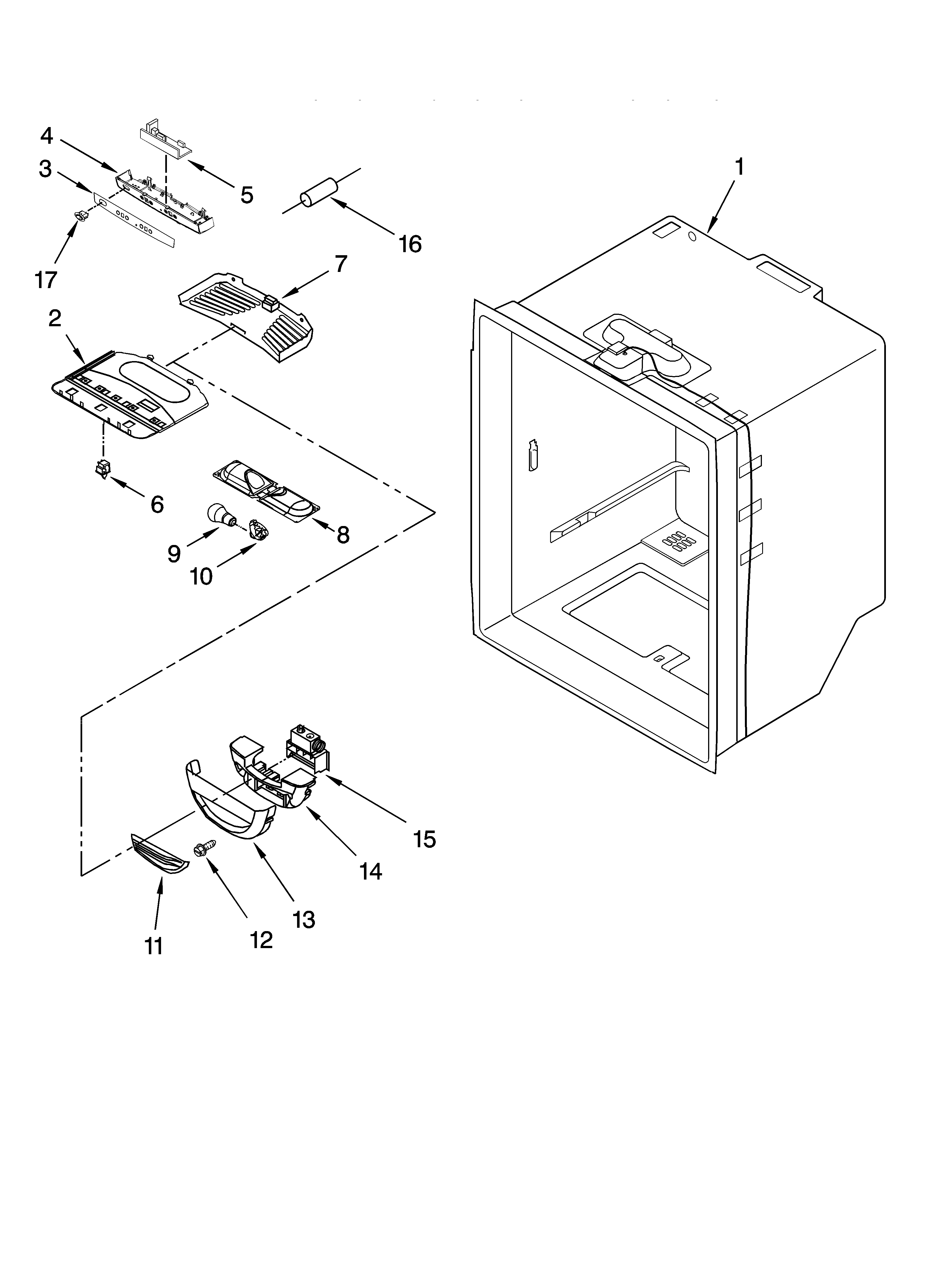 Whirlpool GX5FHDXTB11 refrigerator liner parts diagram