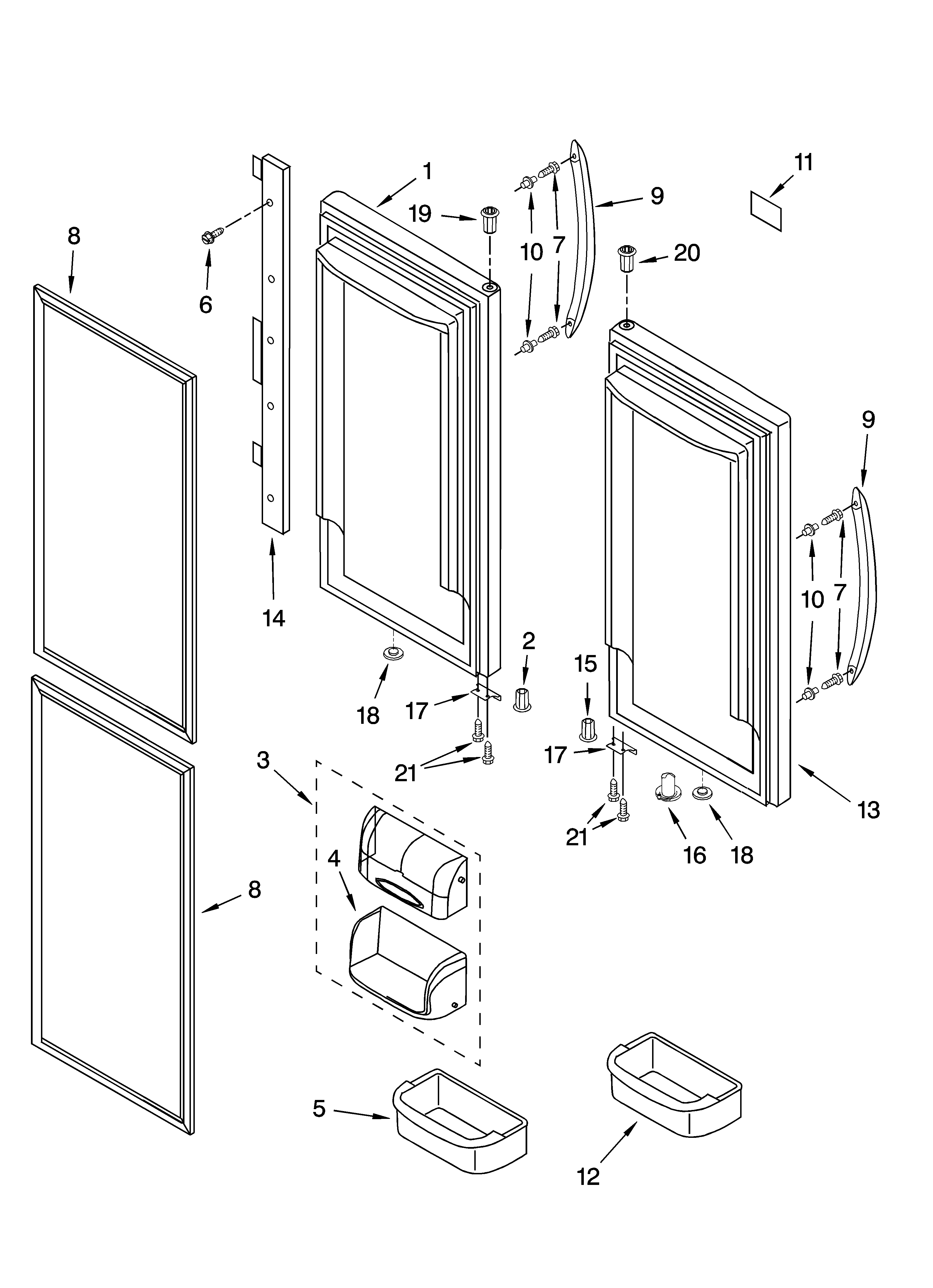 Whirlpool GX5FHDXTB11 refrigerator door parts diagram