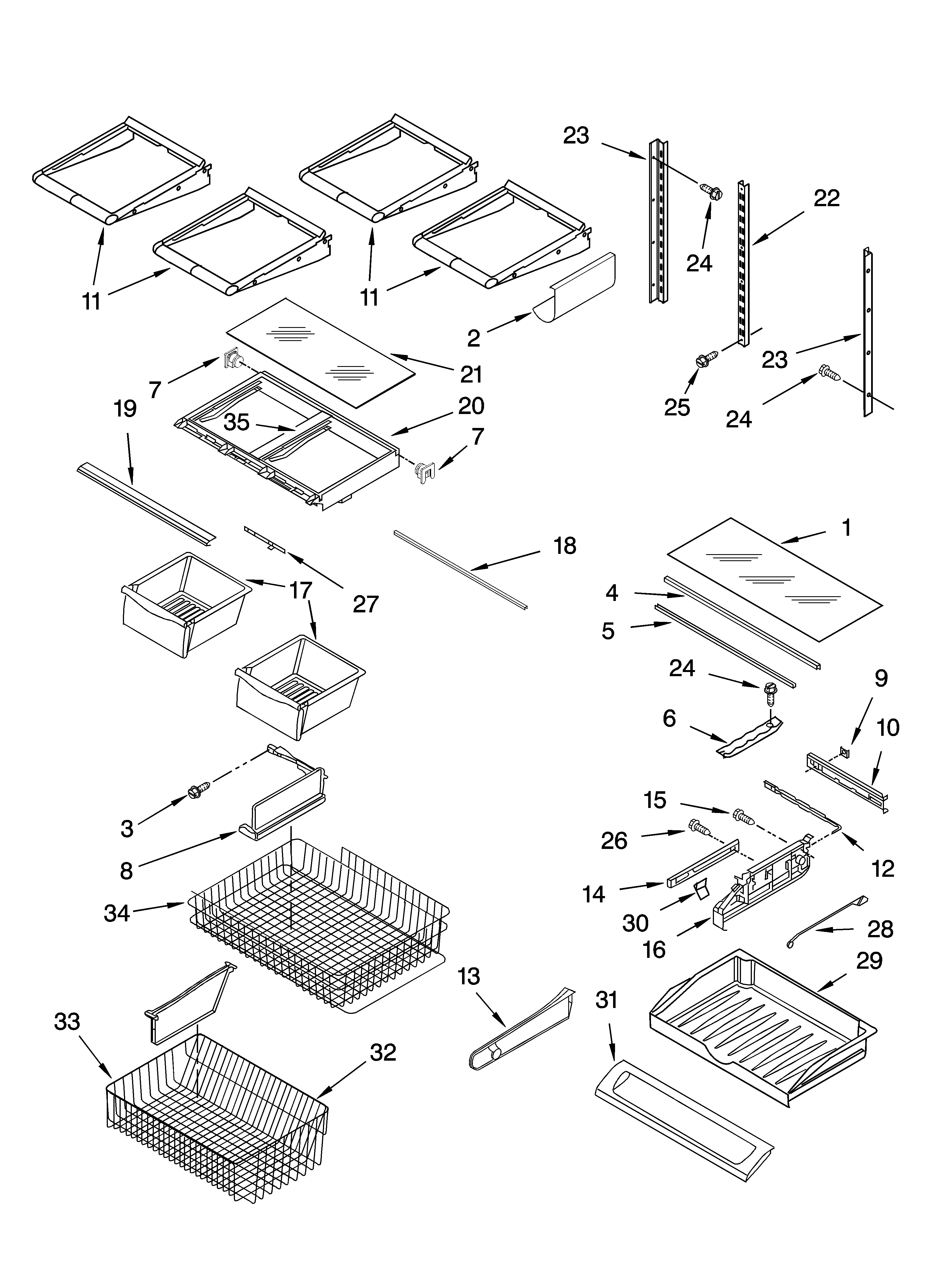 Whirlpool GX5FHDXTB11 shelf parts diagram