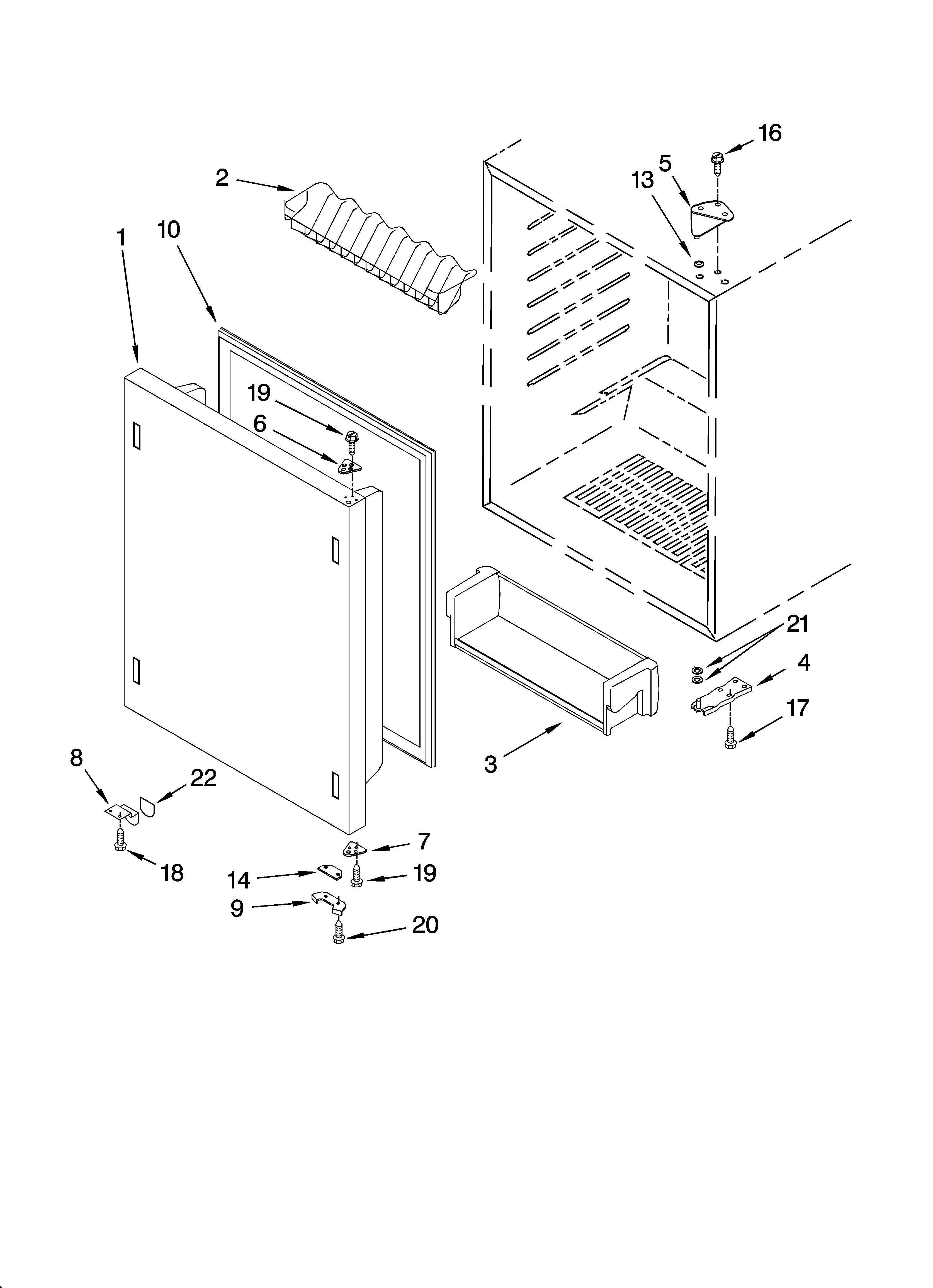 KitchenAid KURO24RSBX01 door parts diagram
