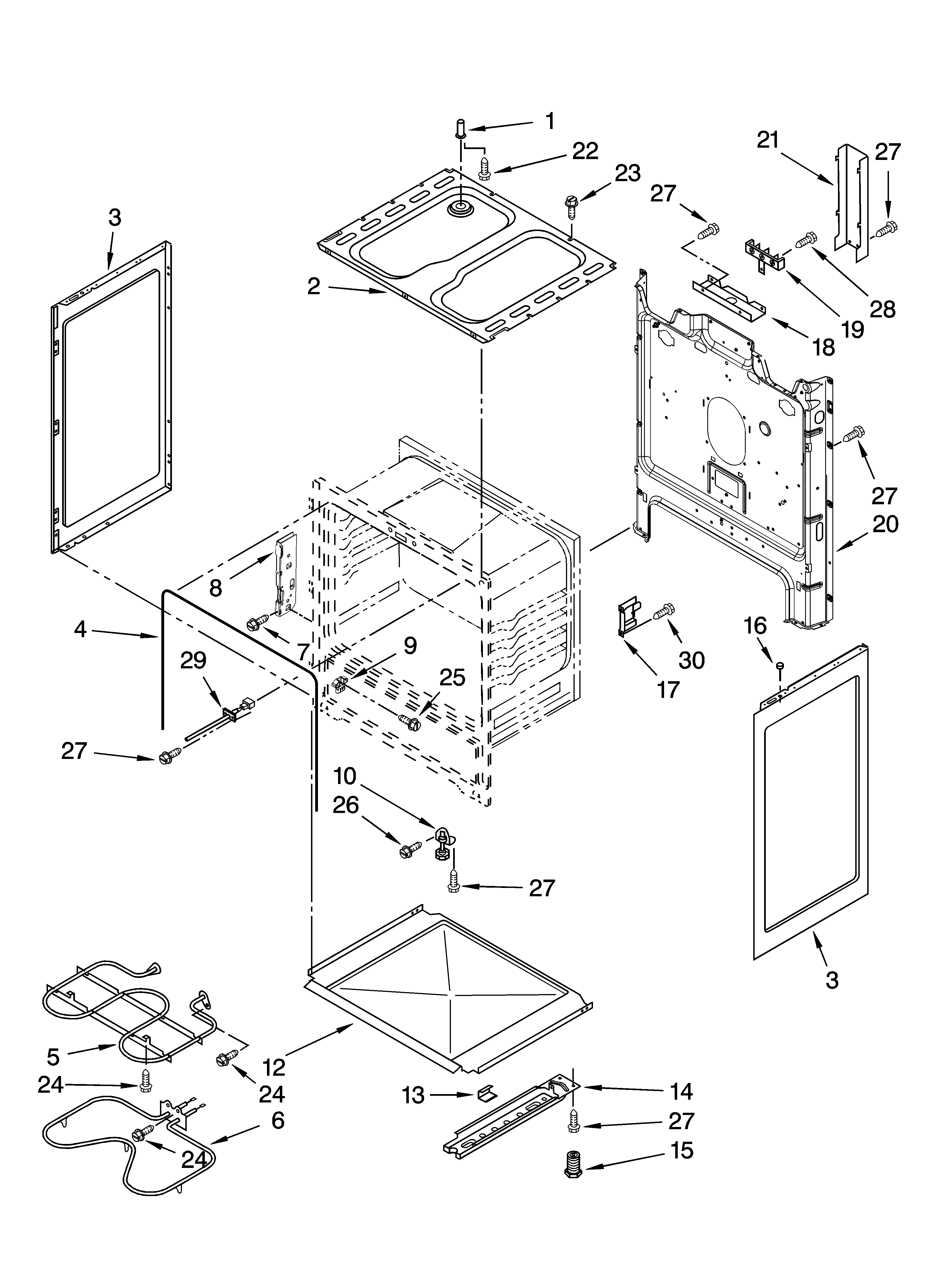 Whirlpool RF110AXSQ2 chassis parts diagram