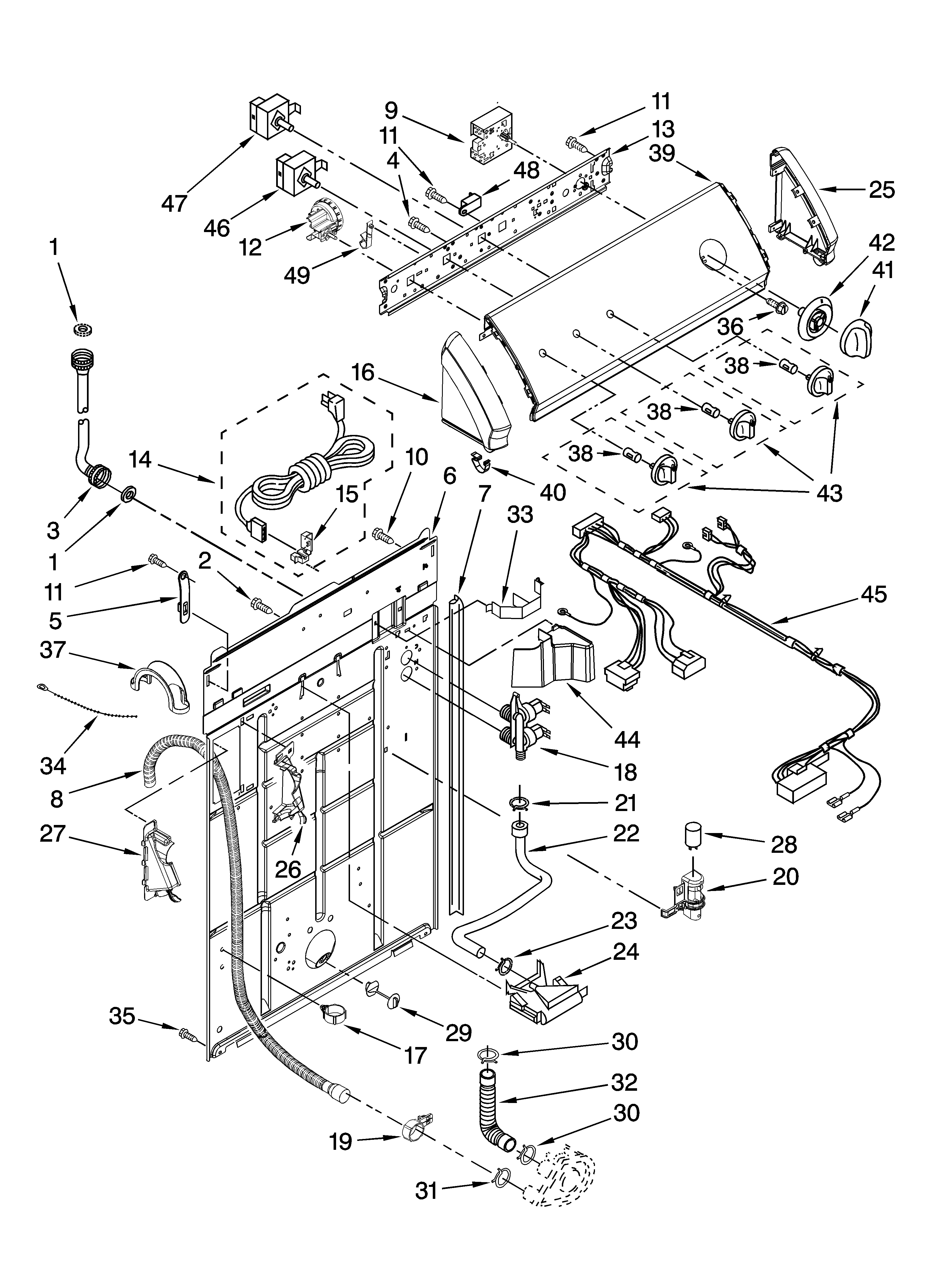 Maytag 7MMPM0060VM0 controls and rear panel parts diagram