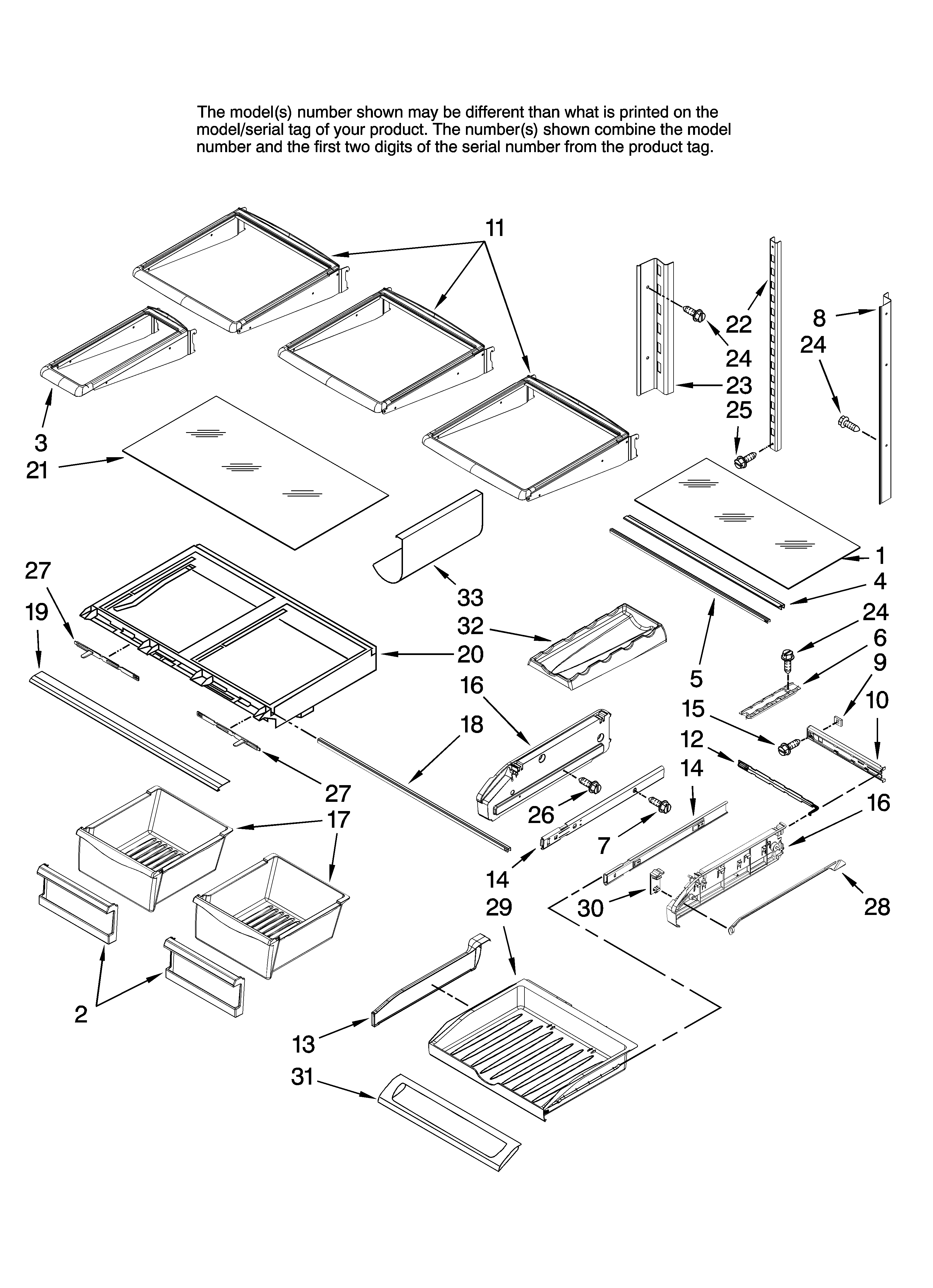 Jenn-Air JFI2089AEP10 shelf parts diagram