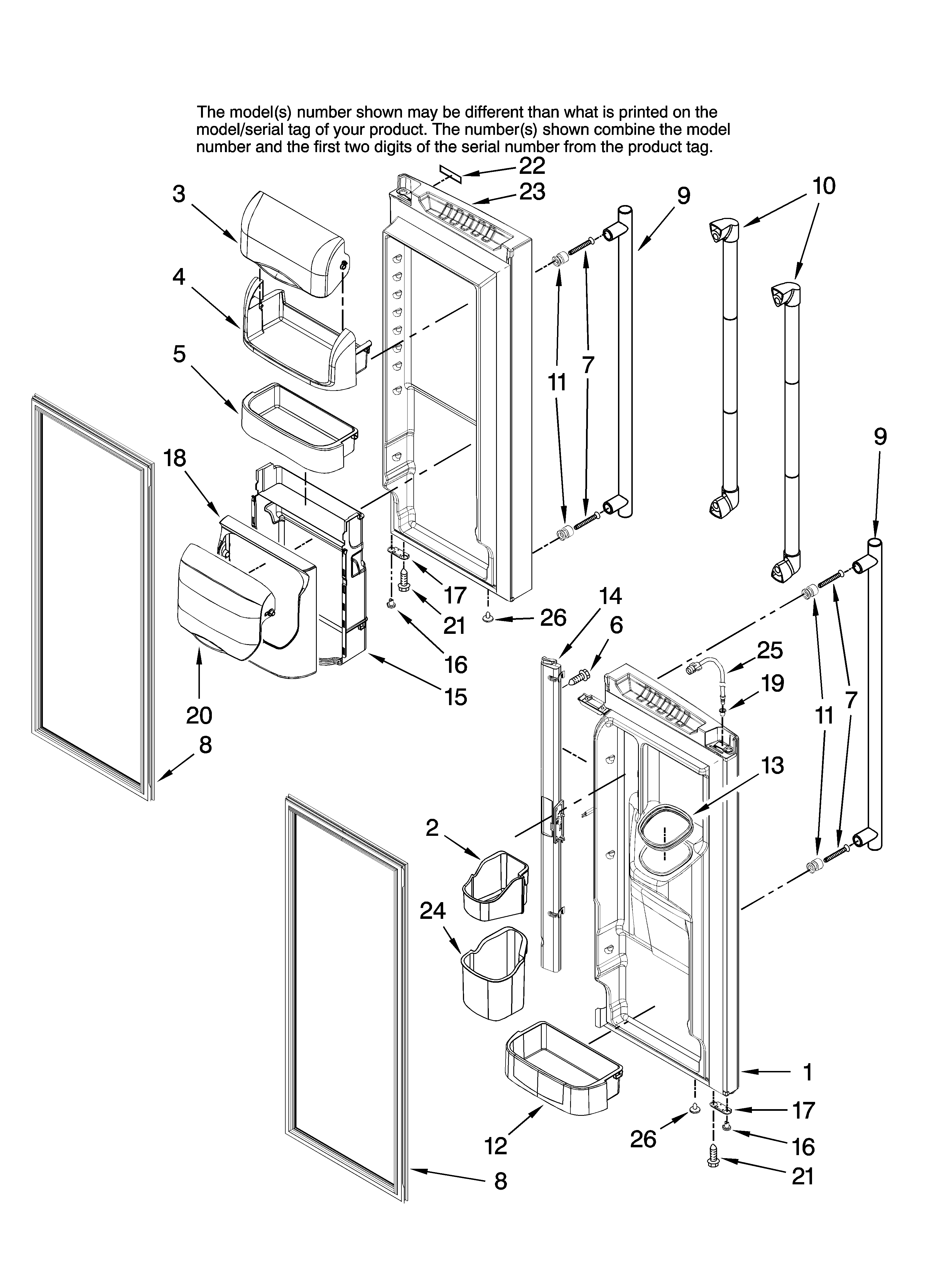 Jenn-Air JFI2089AEP10 refrigerator door parts diagram