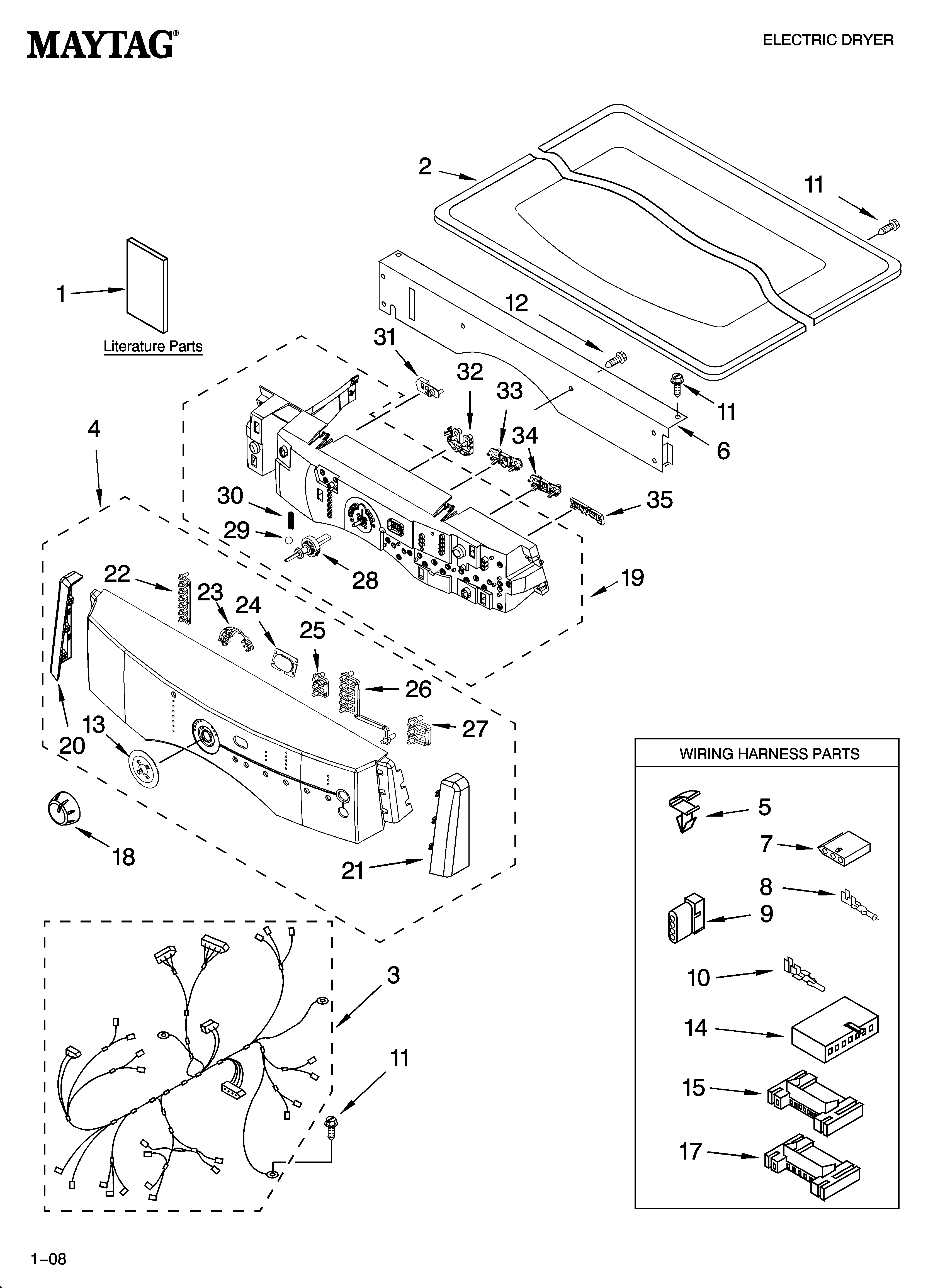 Maytag MED9700SQ0 top and console parts diagram