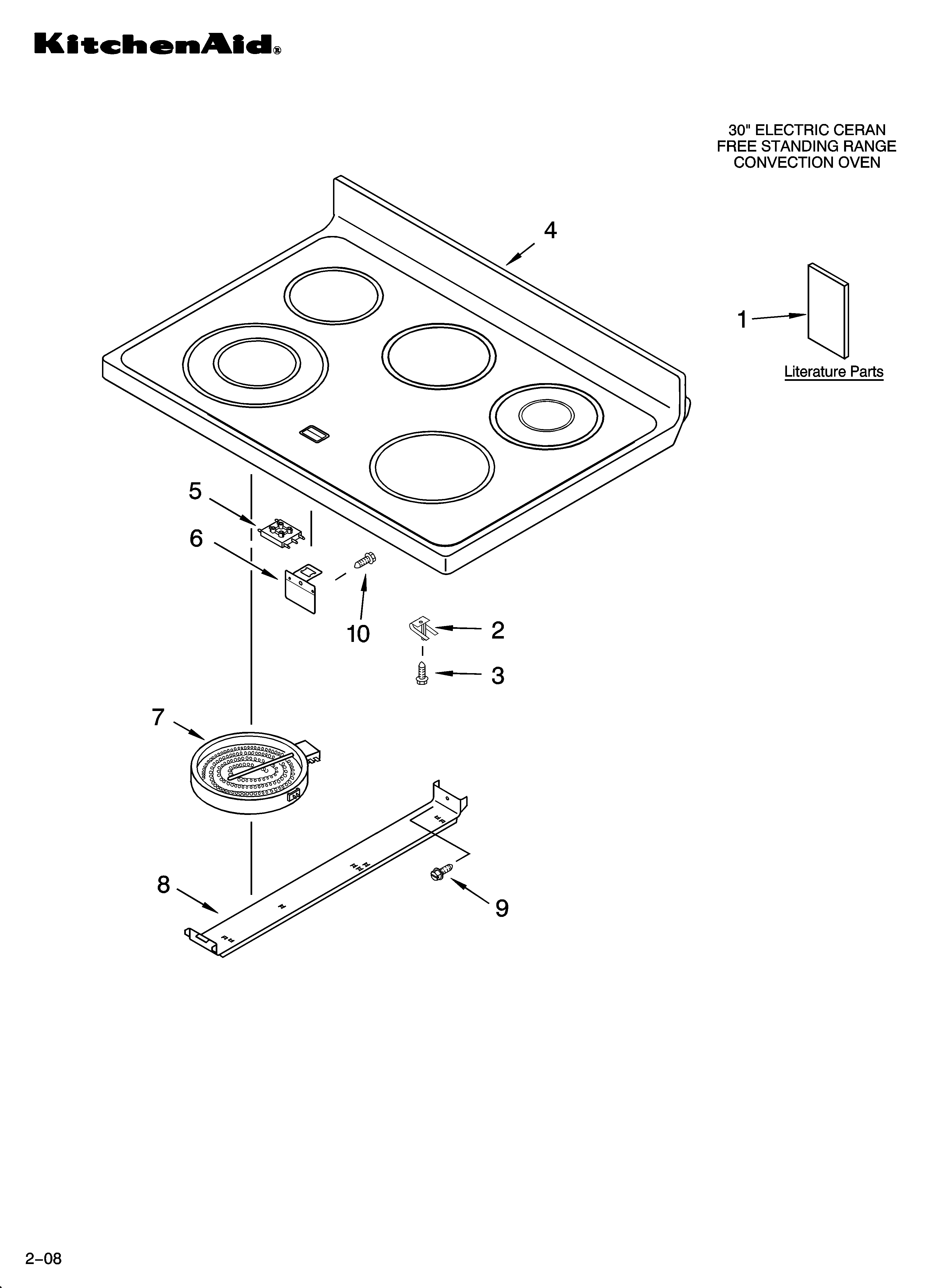 KitchenAid KERA205PWH5 cooktop parts diagram