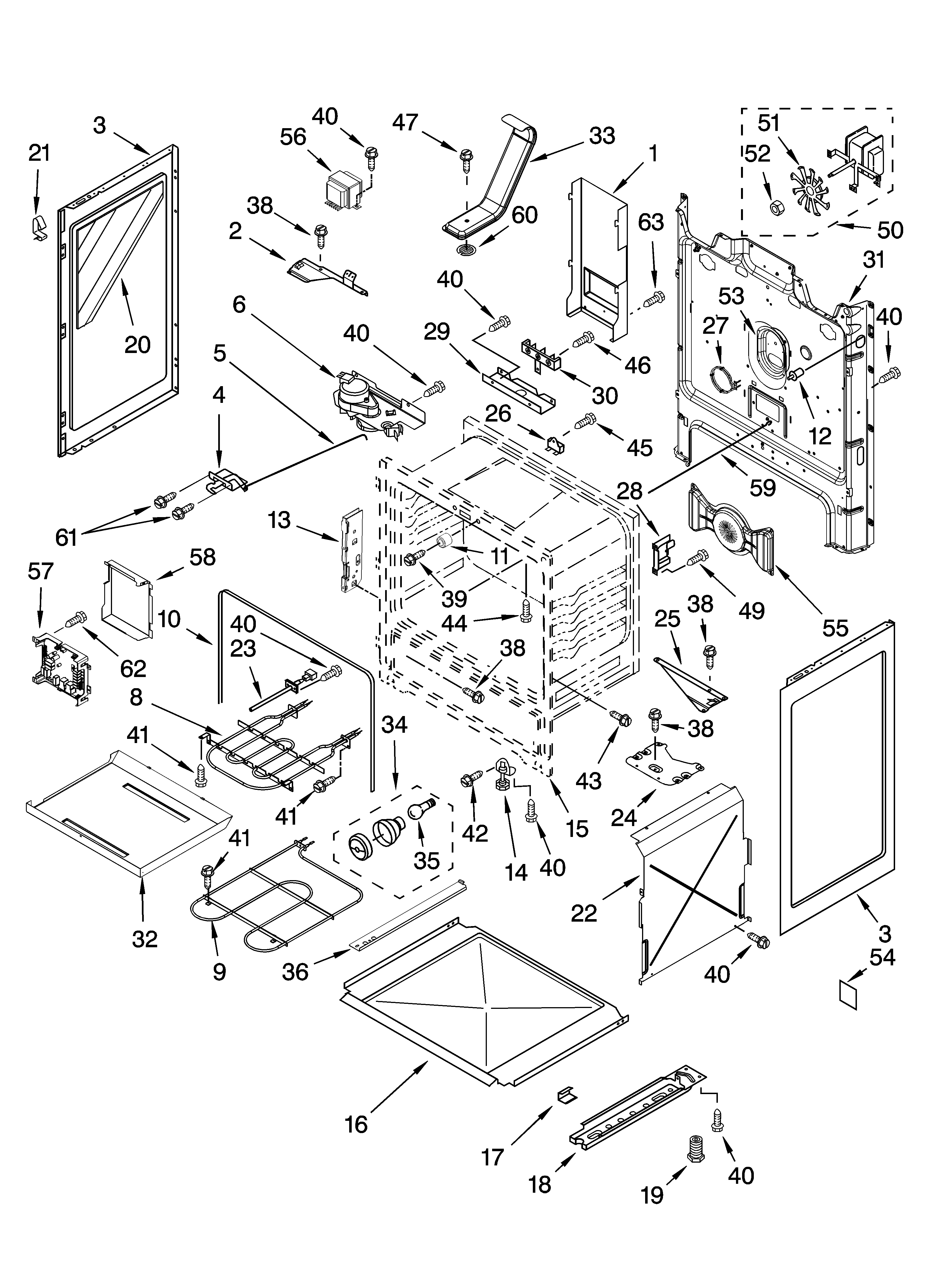 KitchenAid KERA205PWH5 chassis parts diagram