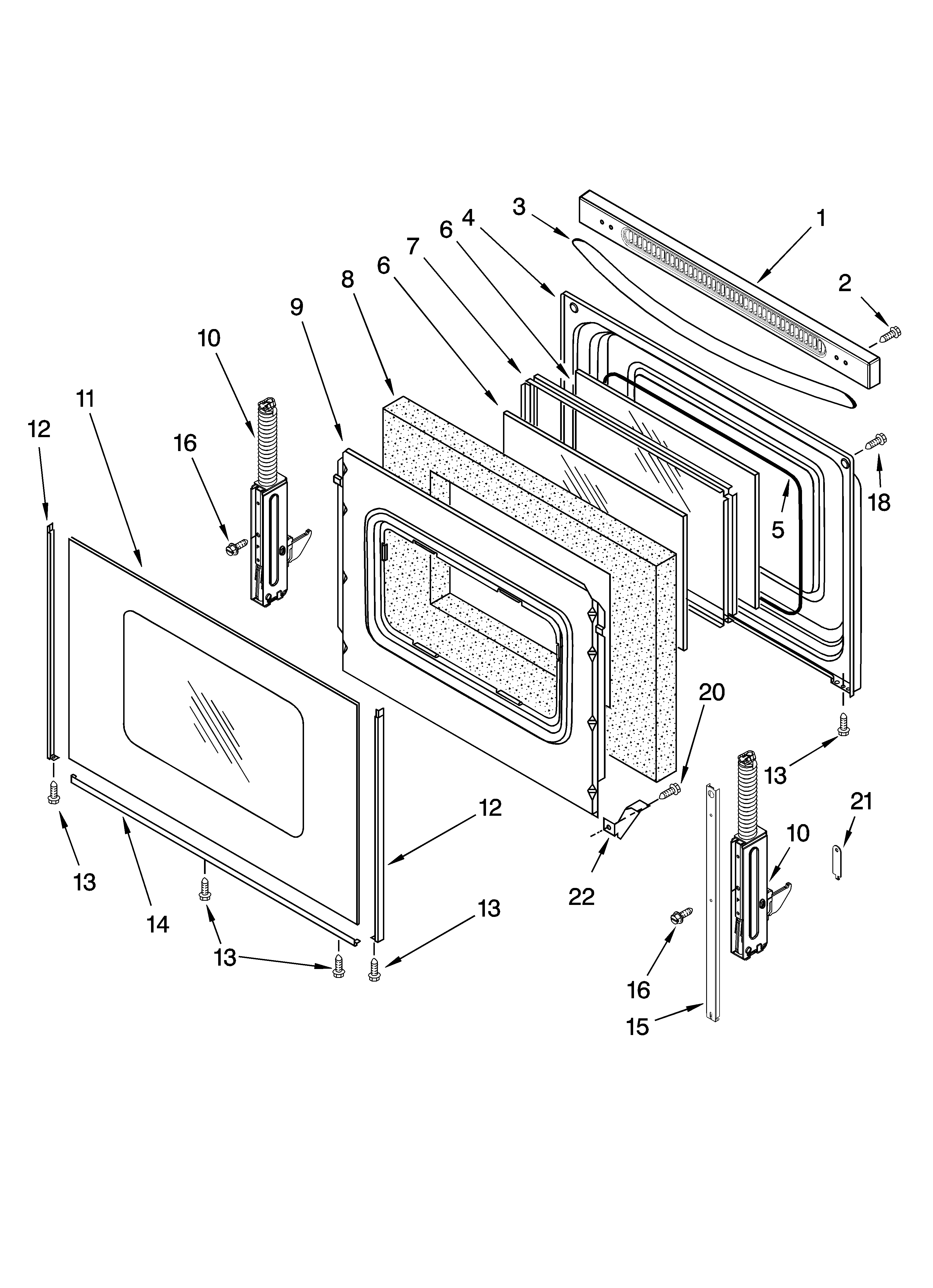 KitchenAid KERA205PWH5 door parts diagram