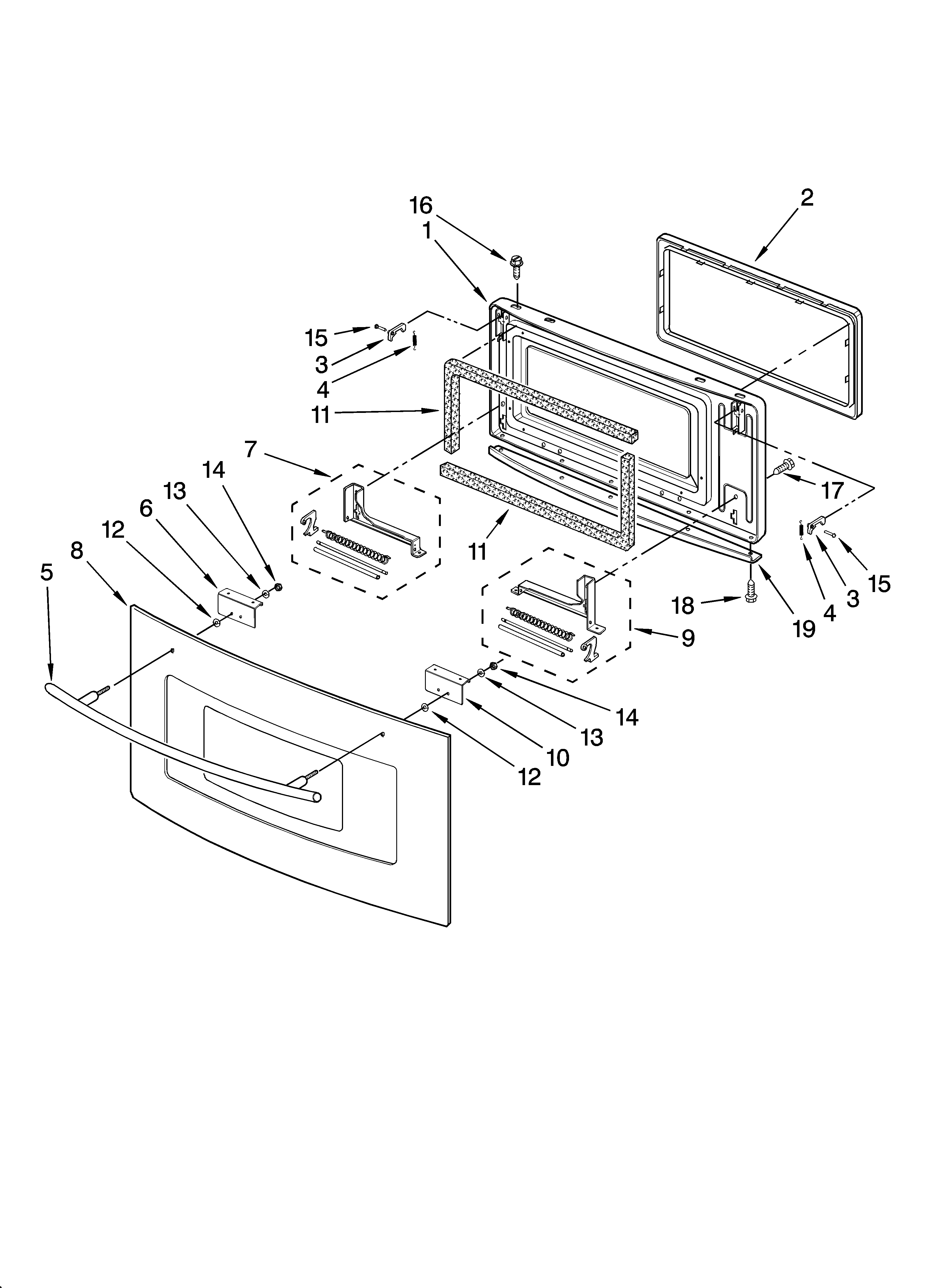 Jenn-Air JMC8130DDR10 microwave door parts diagram