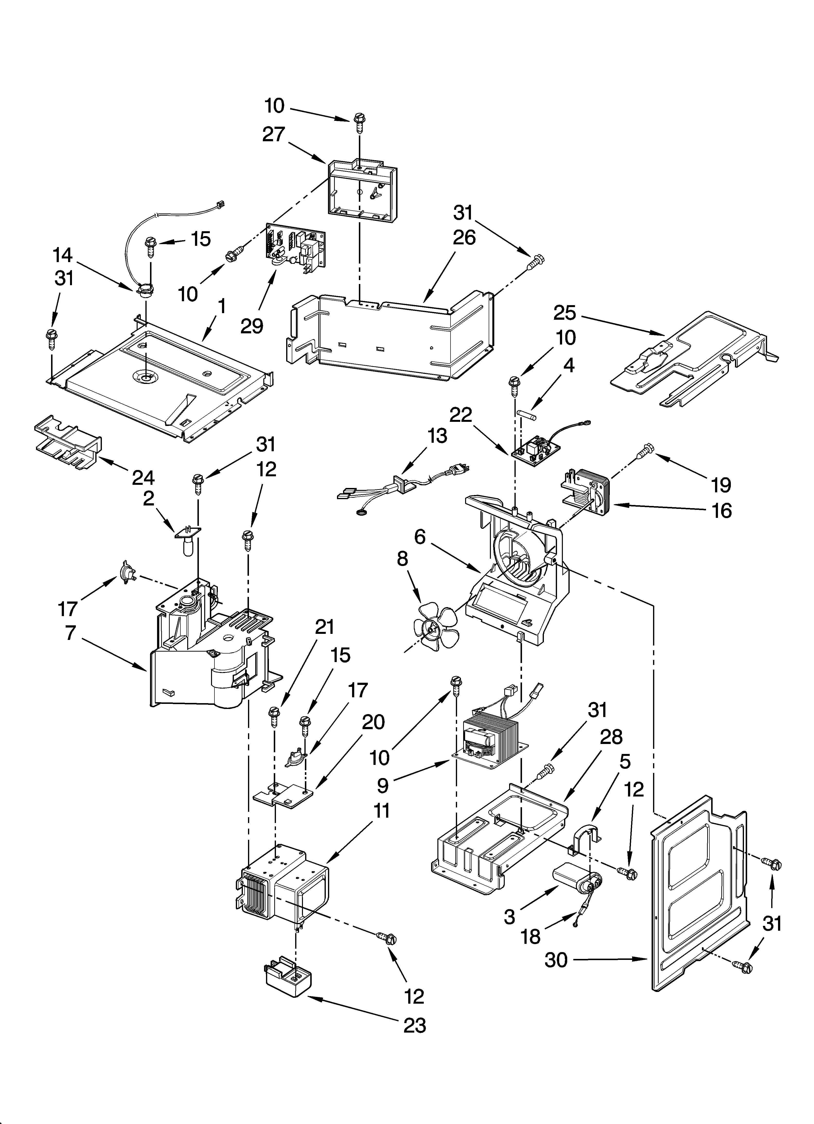 Jenn-Air JMC8130DDR10 oven interior parts diagram