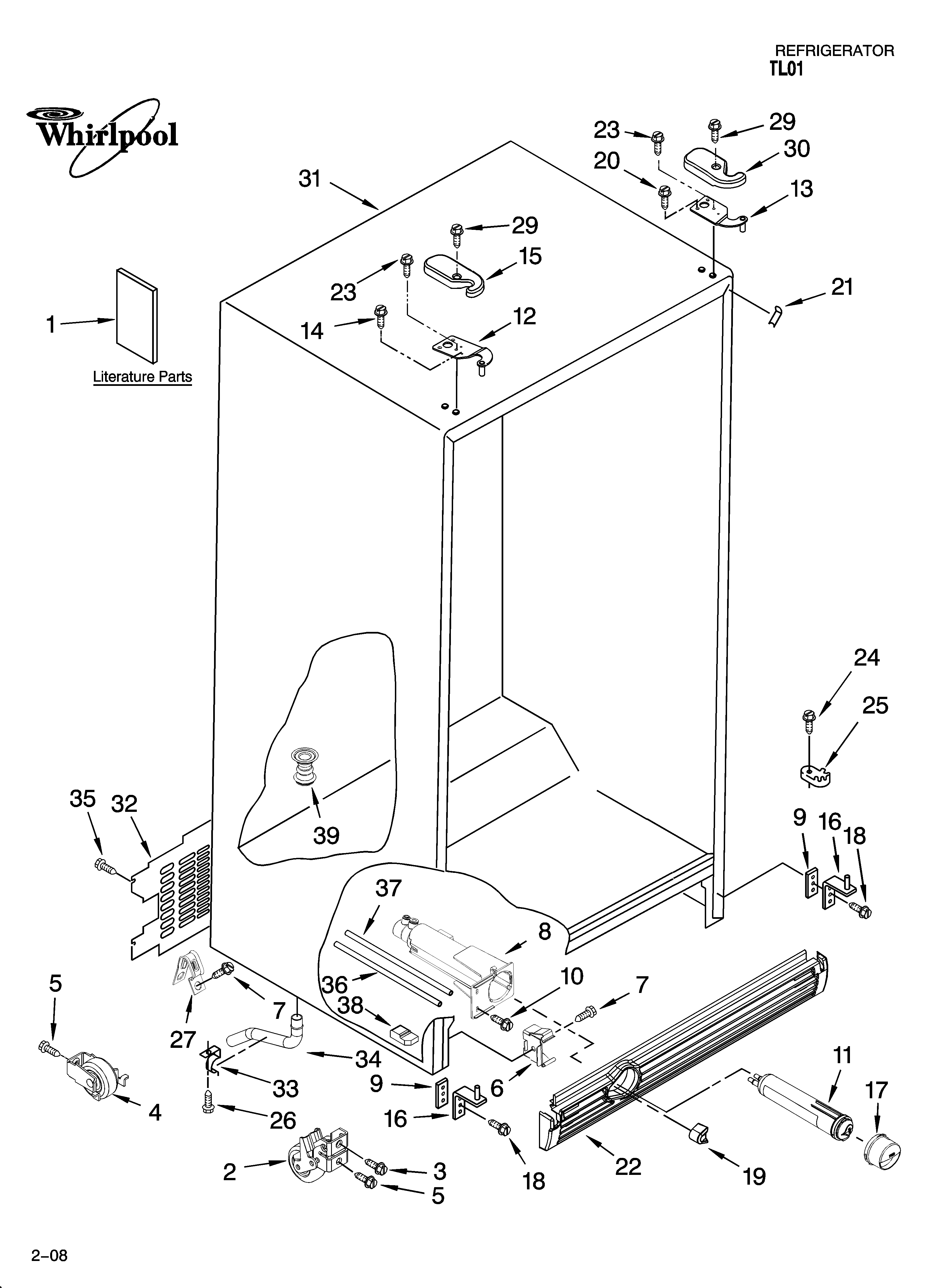 Whirlpool ED5FHEXTQ01 cabinet parts diagram