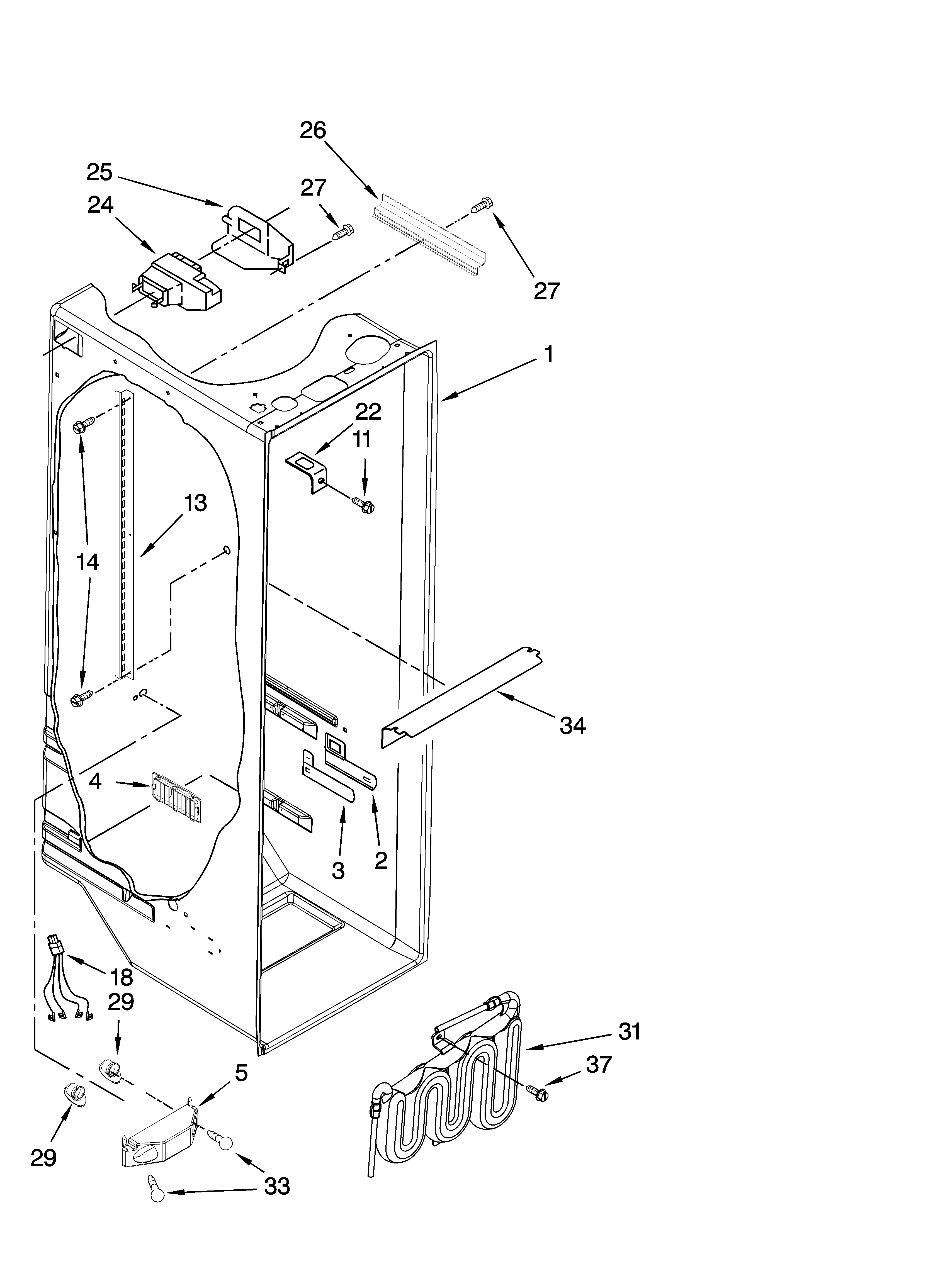 Whirlpool ED5FHEXTQ01 refrigerator liner parts diagram