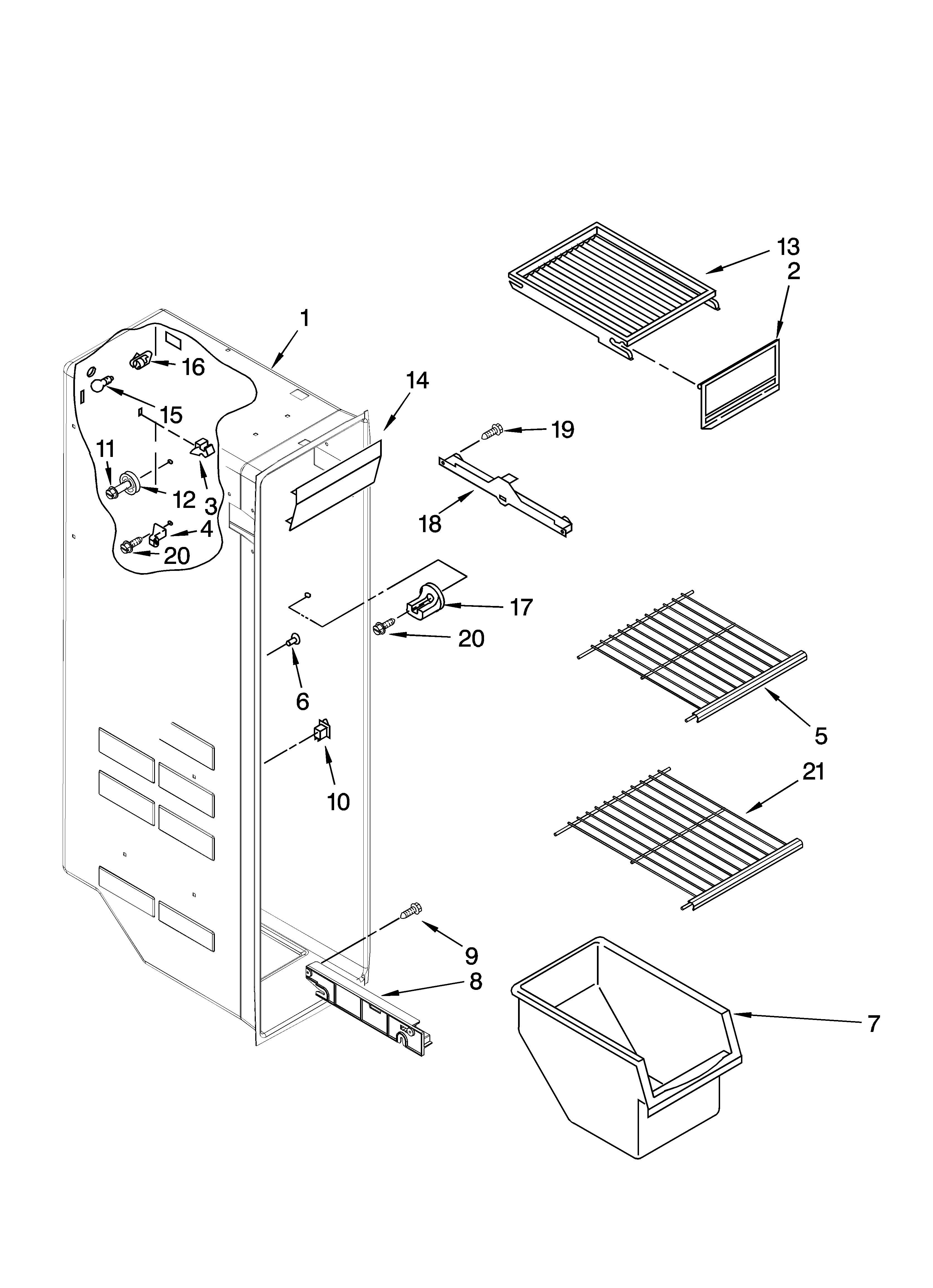 Whirlpool ED5FHEXTQ01 freezer liner parts diagram