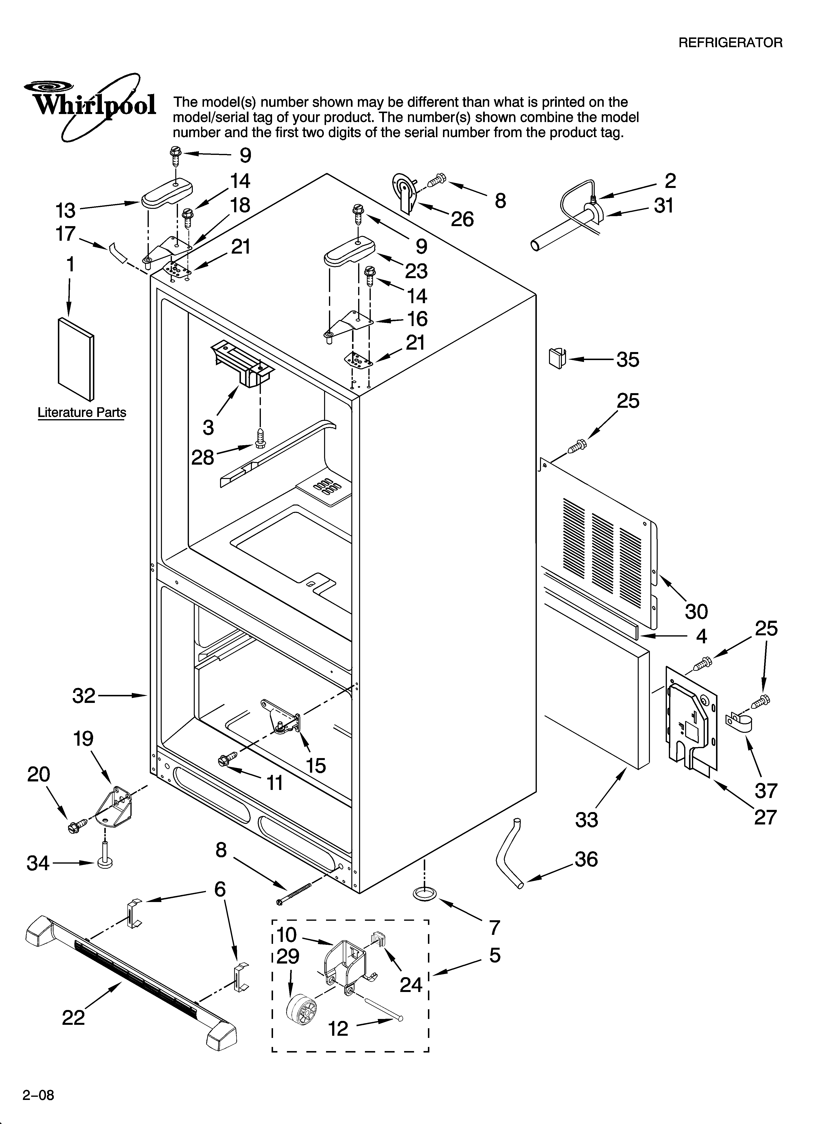 Whirlpool GX5SHTXTQ11 cabinet parts diagram