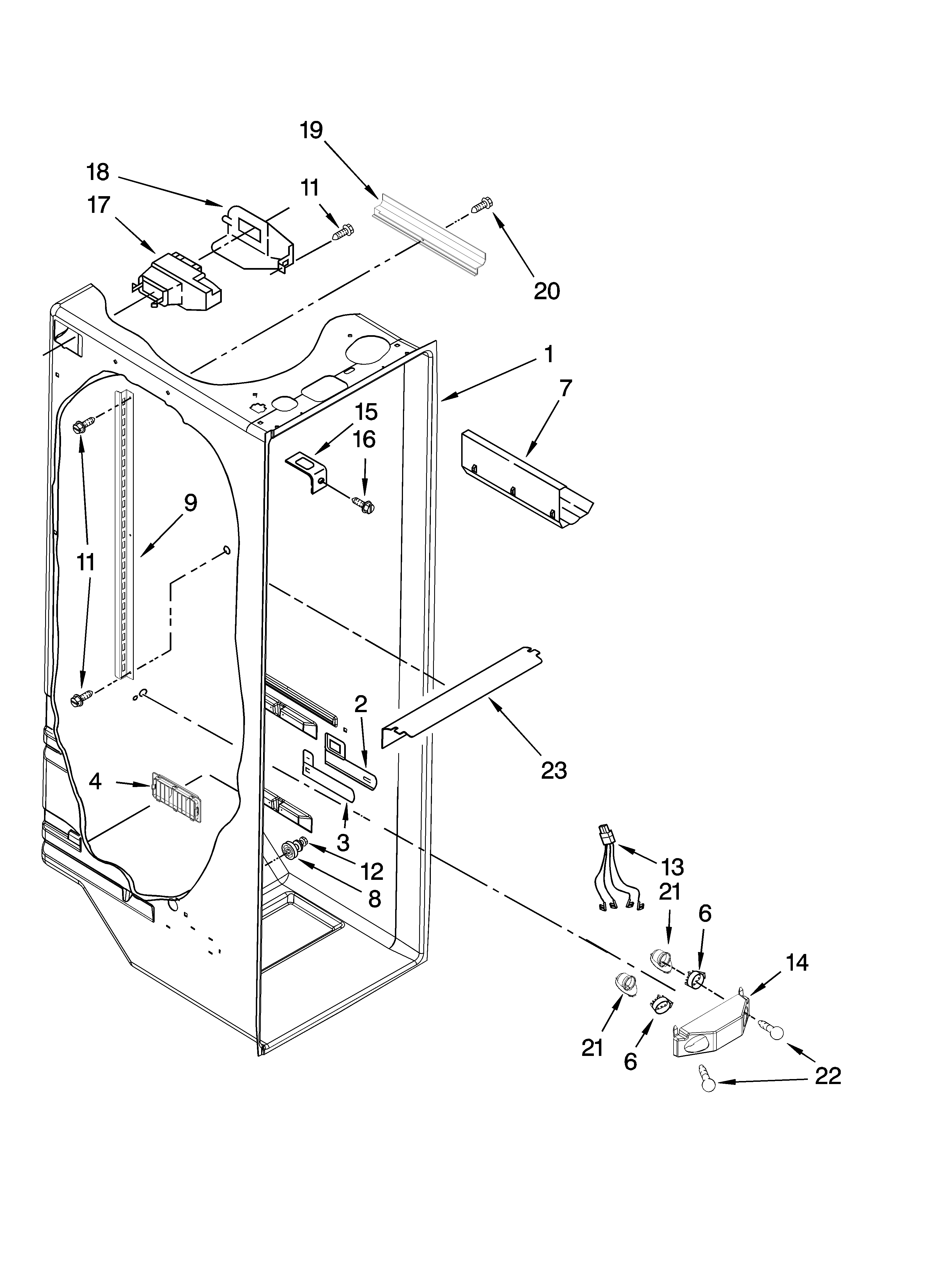 Whirlpool 5ED2FHKXRL05 refrigerator liner parts diagram